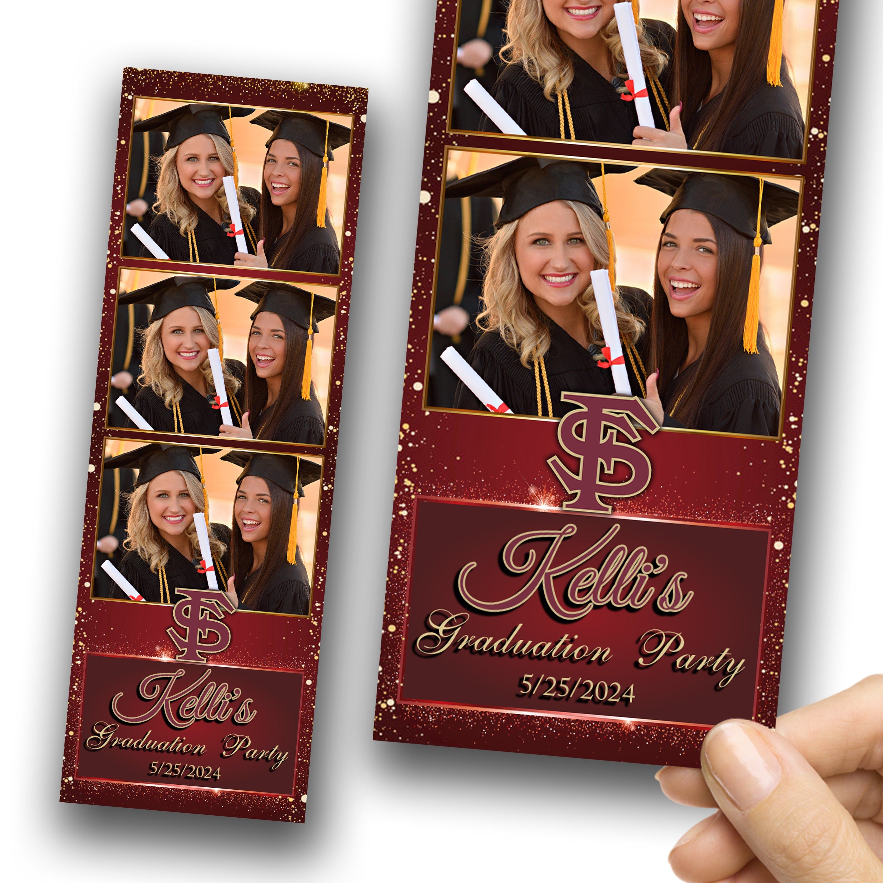 Maroon Graduation Photo Booth Template Prom 2023 Photobooth Class of 2023 Burgandy Gold Graduation Photobooth Strip