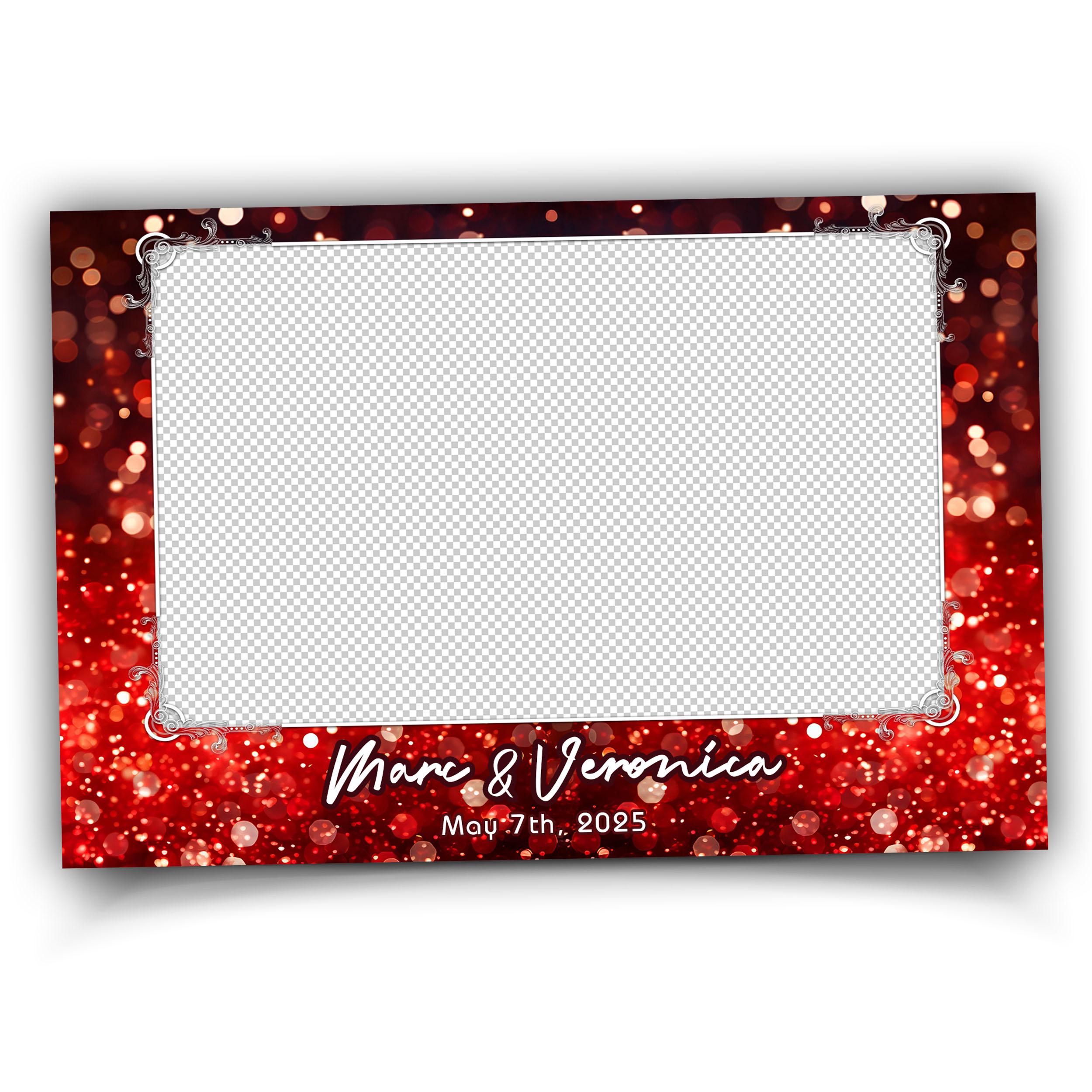 Red Photobooth Template for Wedding, Birthday Photobooth, Sweet 16, Anniversary Red Photo Booth Overlay, Red Bokeh Bday, 360 Overlay, 725