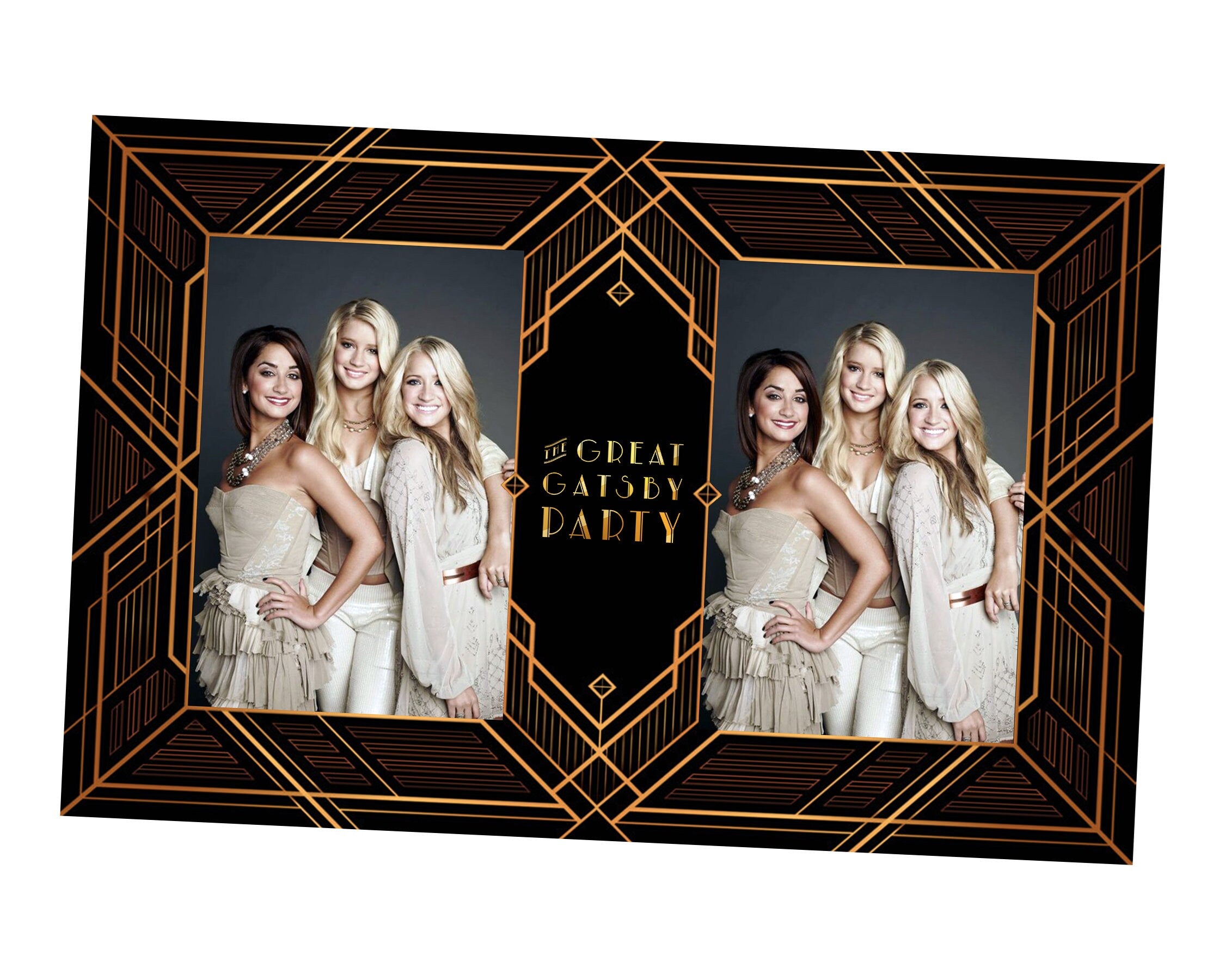 The Great Gatsby Photobooth Template Art Deco Photo Booth Black Gold Foil Geometric 1920s Wedding Groomsman 20s