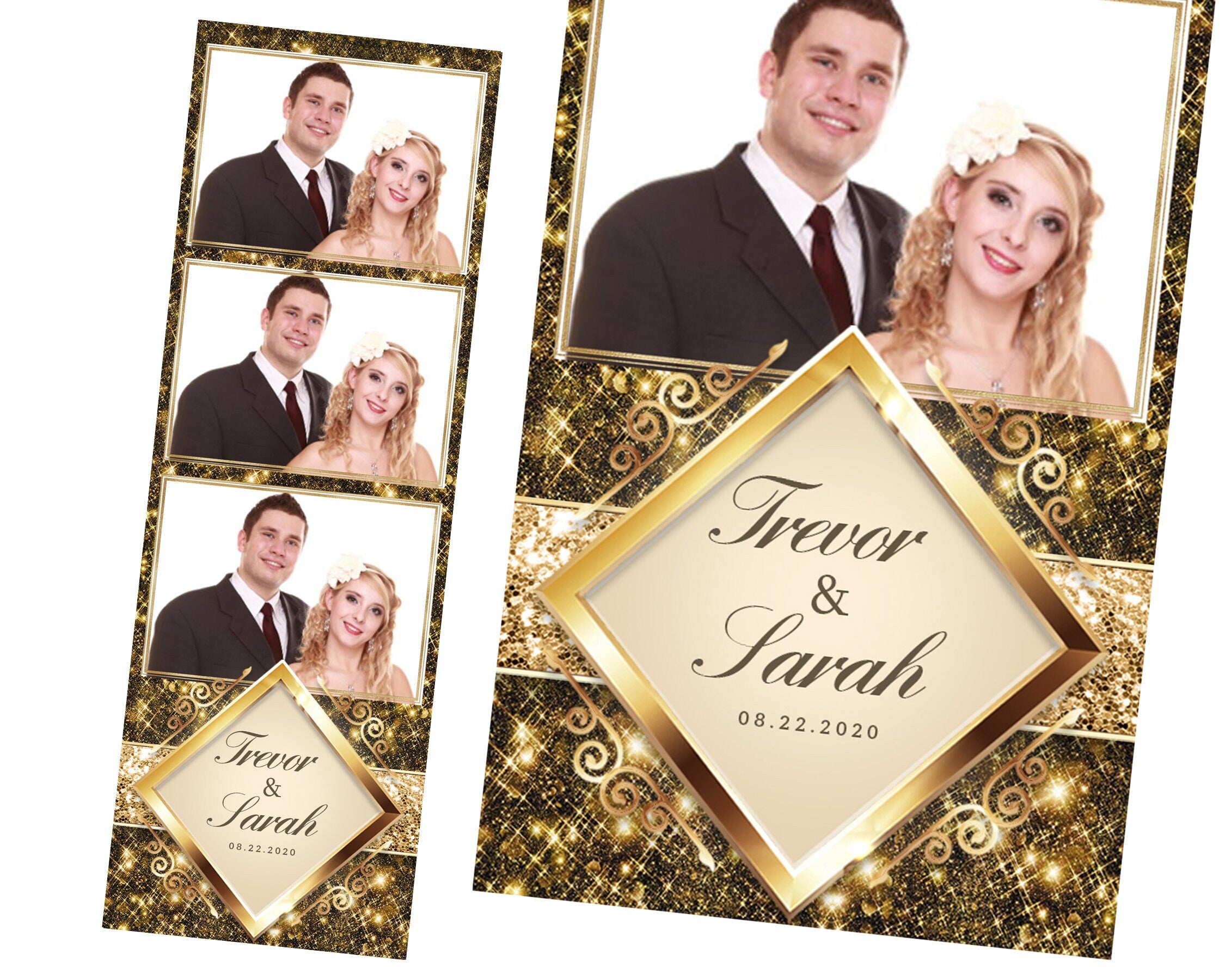 Wedding Photo booth Template Gold Glitter Photobooth Template for Birthday Gold Bridal Wedding Anniversary 4x6 Photo Booth Template
