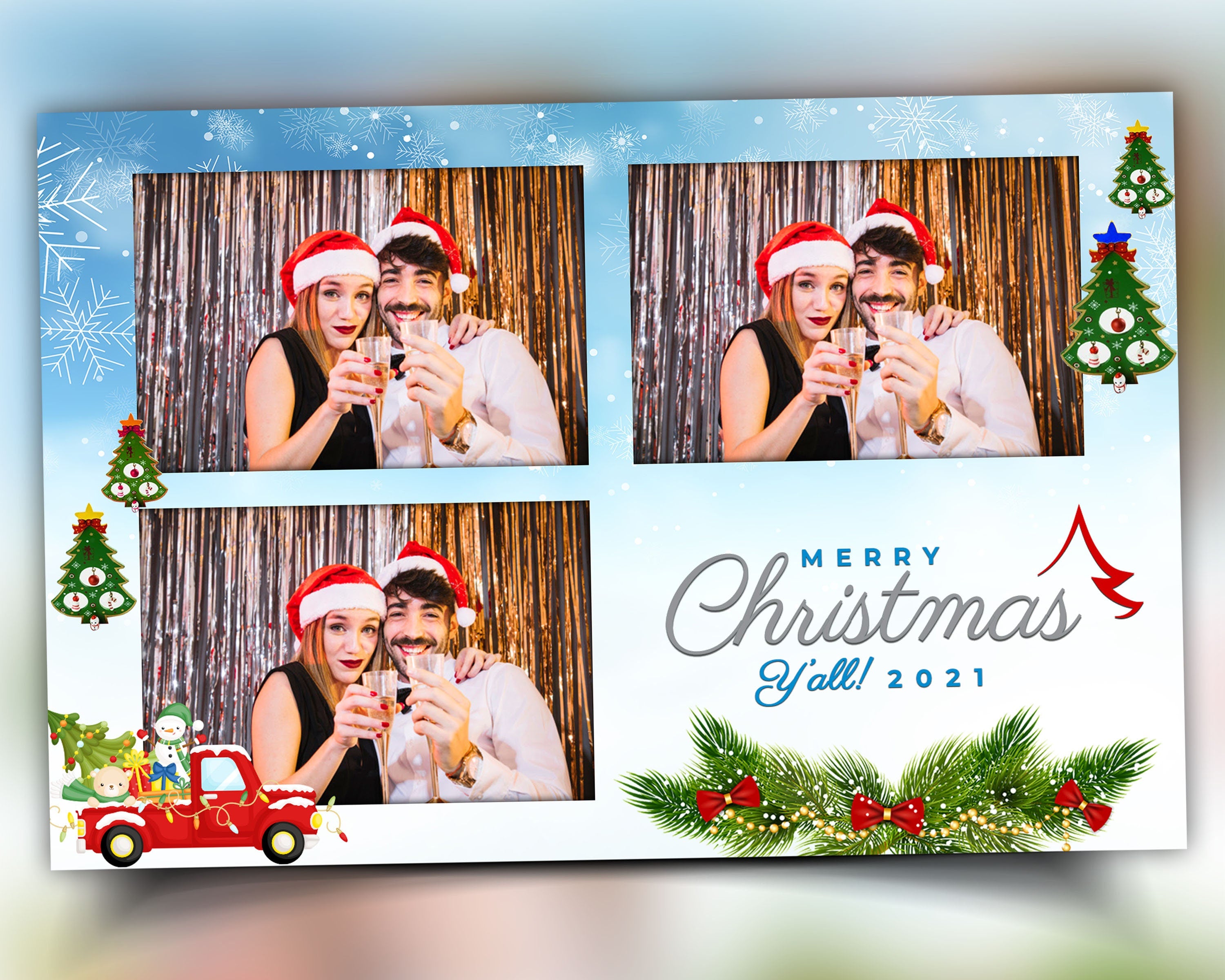 Christmas Photobooth Template, Merry Christmas and New Year 2022, 4x6 Xmas Photobooth Template