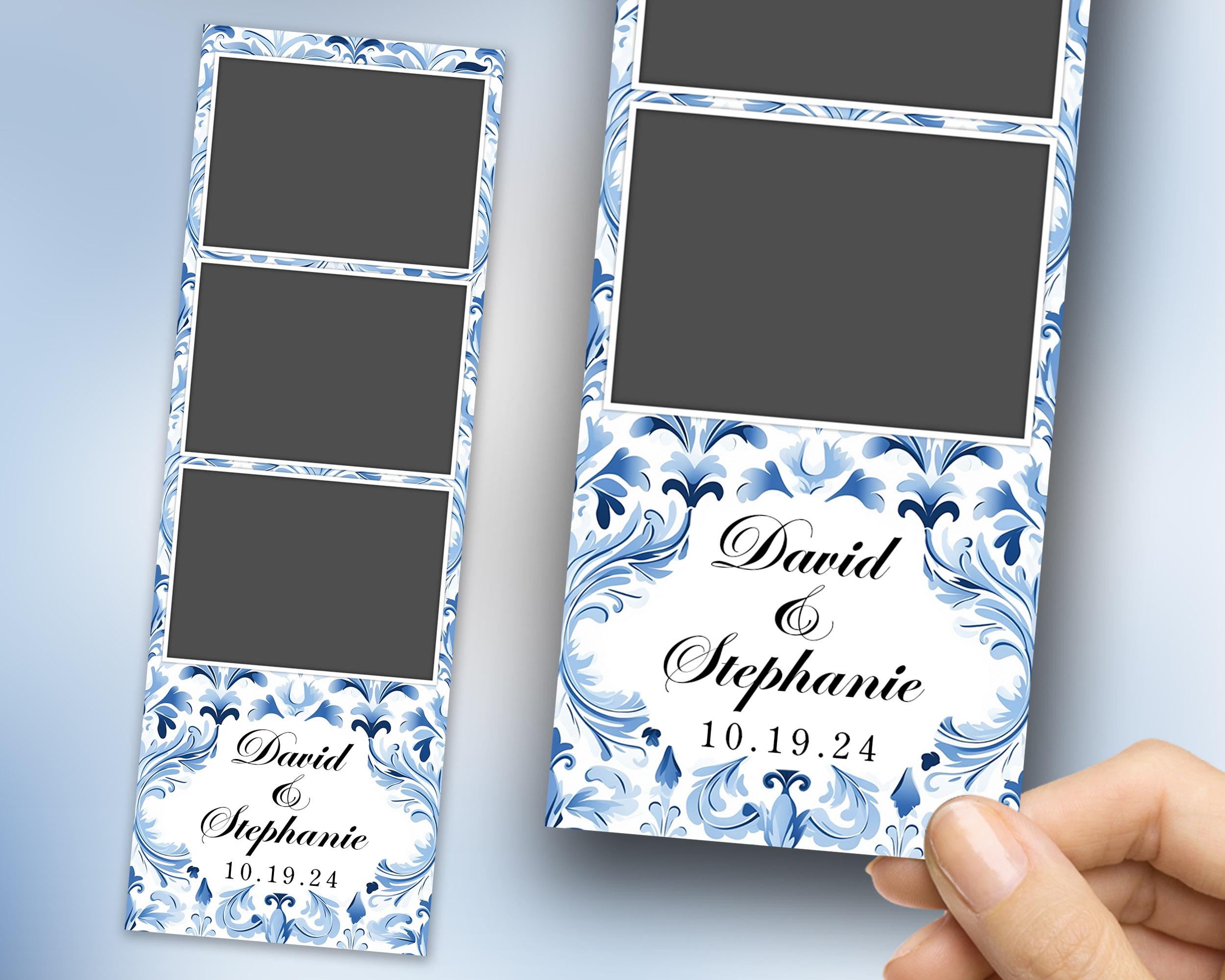 Wedding Photo Booth Template blue floral 2x6 Anniversary Photobooth Template 1374
