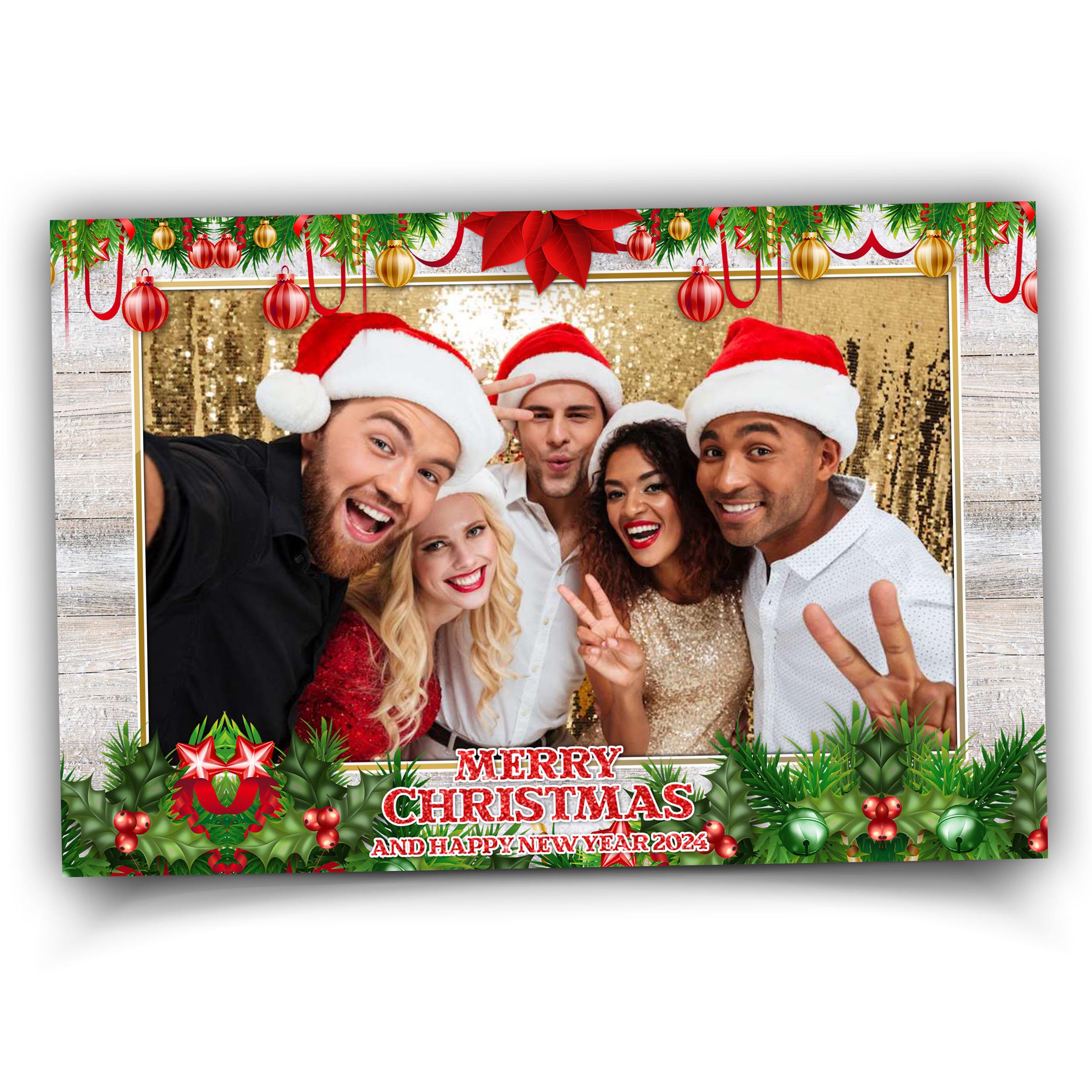 Christmas Photobooth Template | Merry Christmas | Holiday Photo Booth Template | Xmas | Poinsettia | sku 831