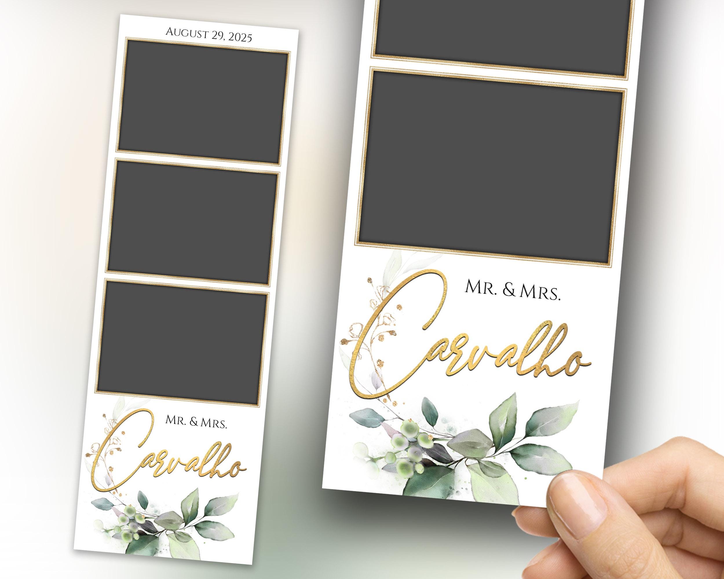 Wedding Photo booth Template 2x6 Greenery and Gold Floral Bridal Shower Anniversary strip photobooth template watercolor eucalyptus TB336