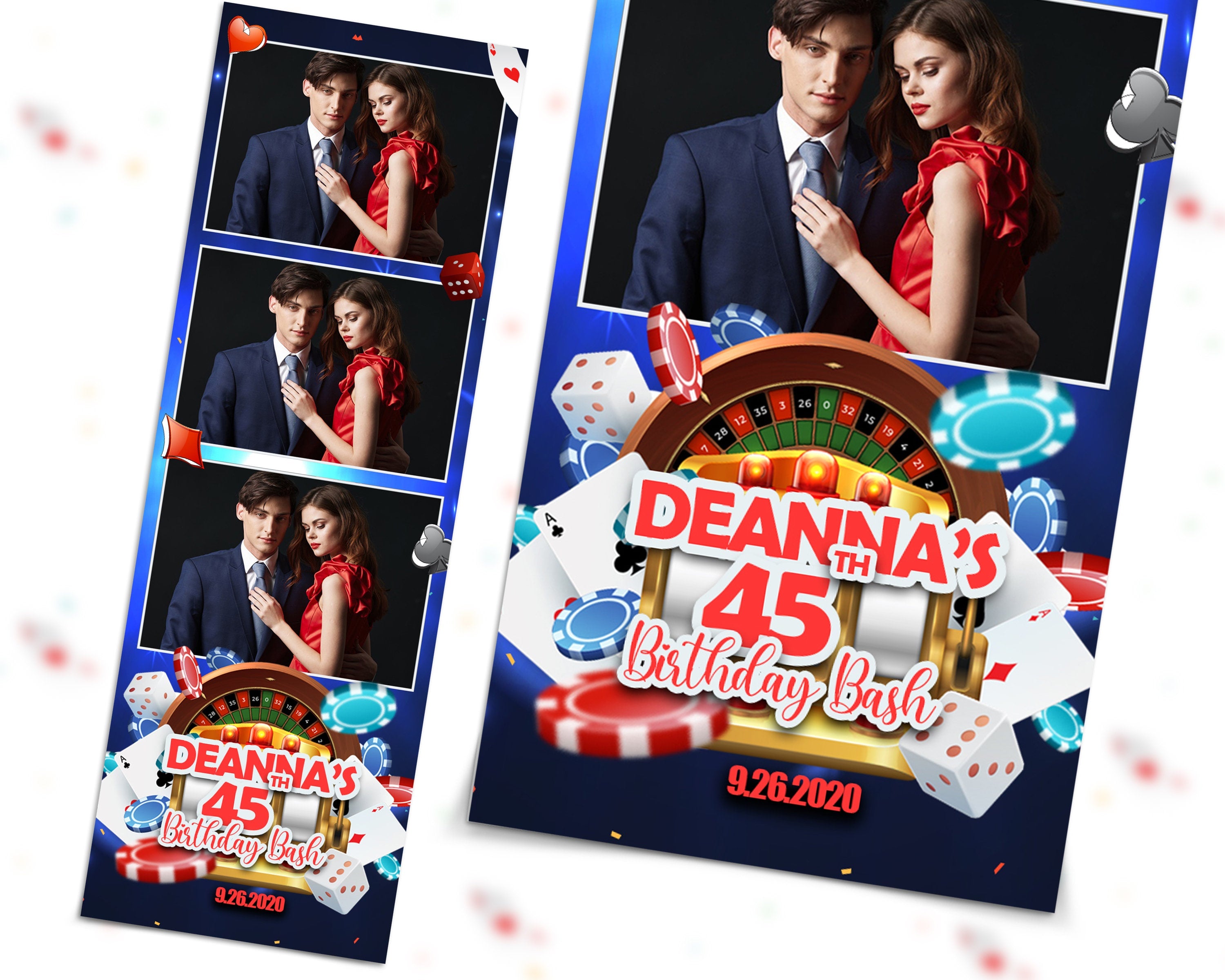 Casino Birthday Photo Booth Template 2x6 Strip Photo Overlay Casino Photobooth Template