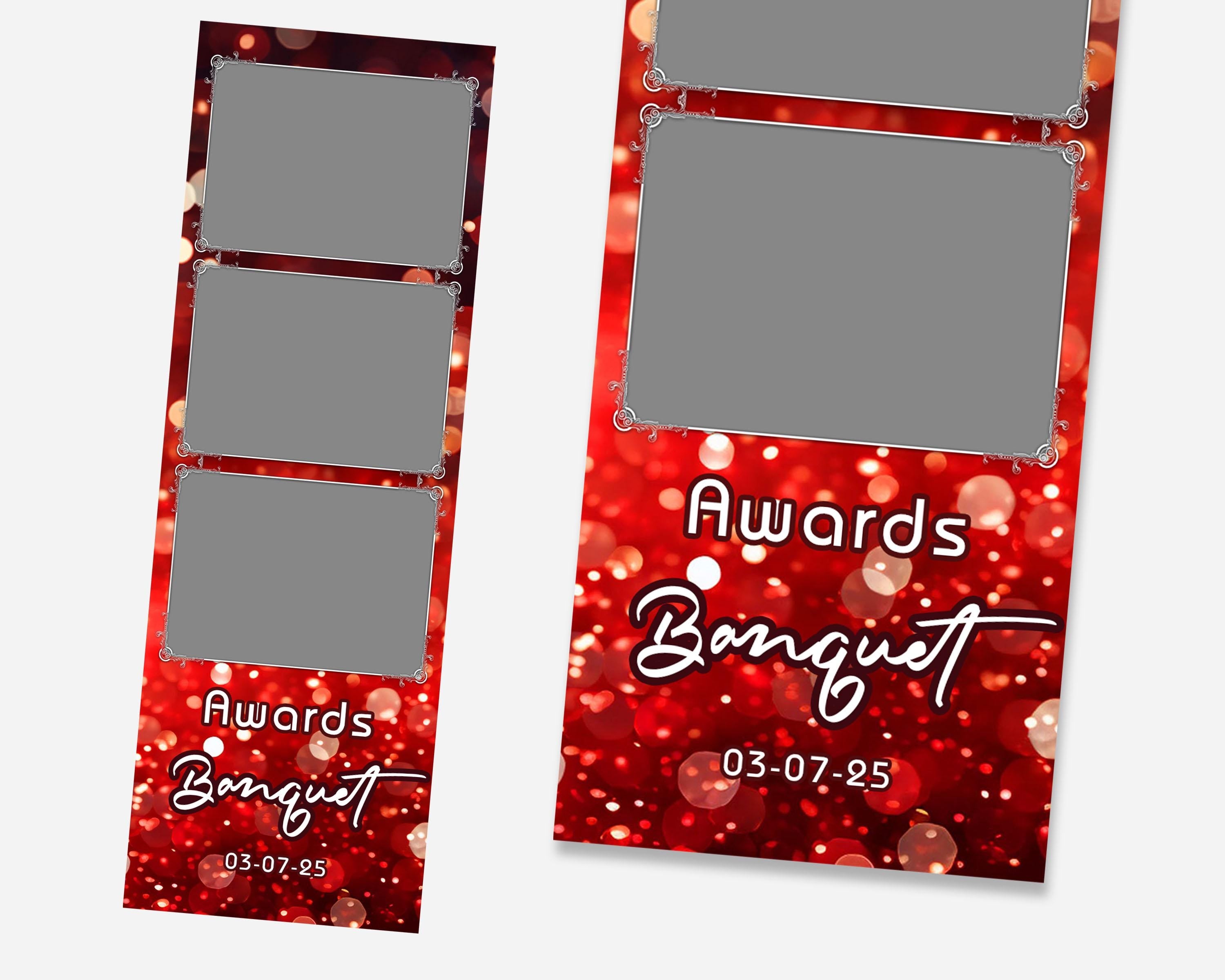 Red Photobooth Template for Wedding, Birthday Photobooth, Sweet 16, Anniversary Red 2x6 Photo Booth Overlay, Red Bokeh Bday Overlay, 725