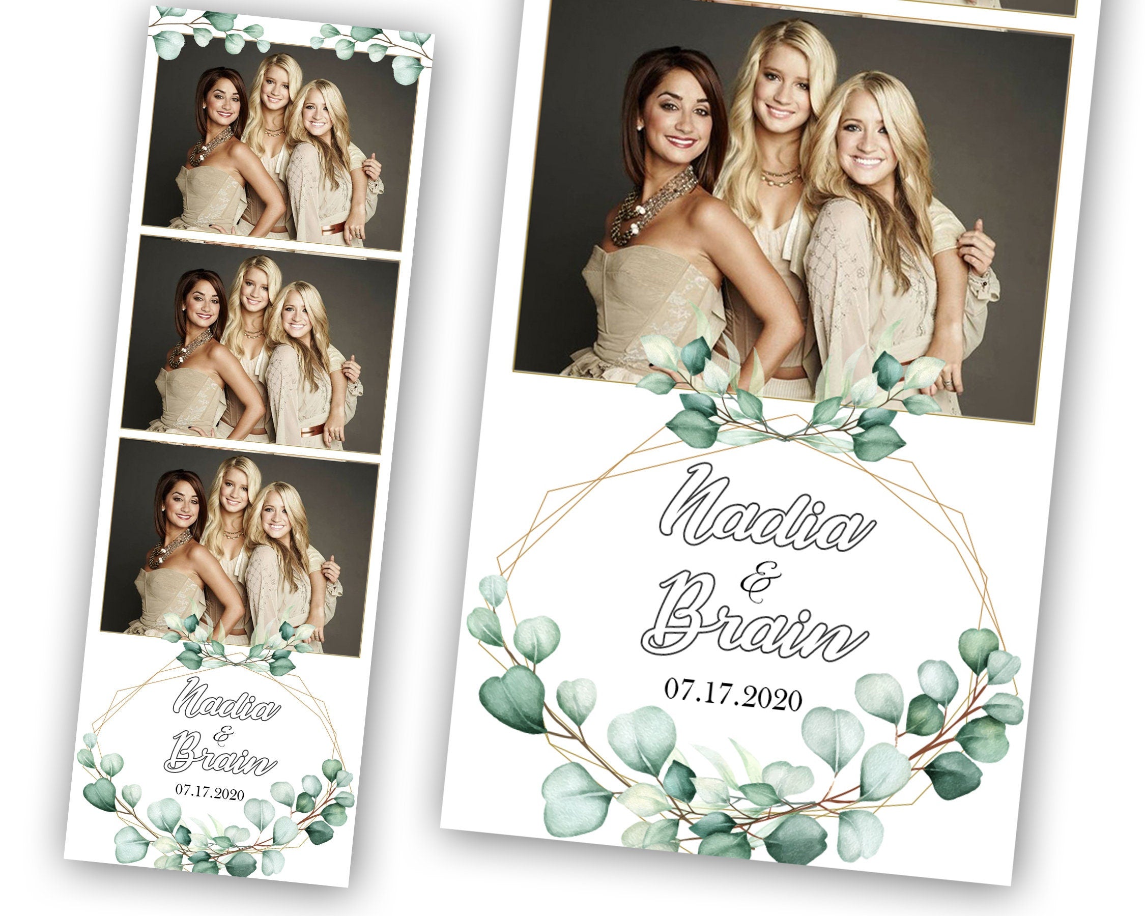 Greenery Photo Booth Template, Wedding Photobooth Template, Bridal Shower, Sweet 16, Floral, Anniversary, 2x6