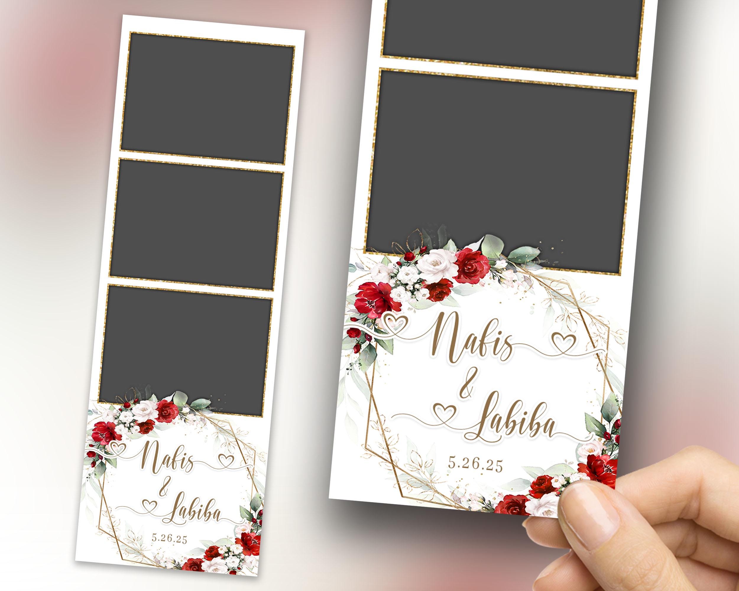Wedding Photobooth Template 2x6 Red White Flower Floral Blush Rose Bridal Shower Anniversary Photo Booth Overlay
