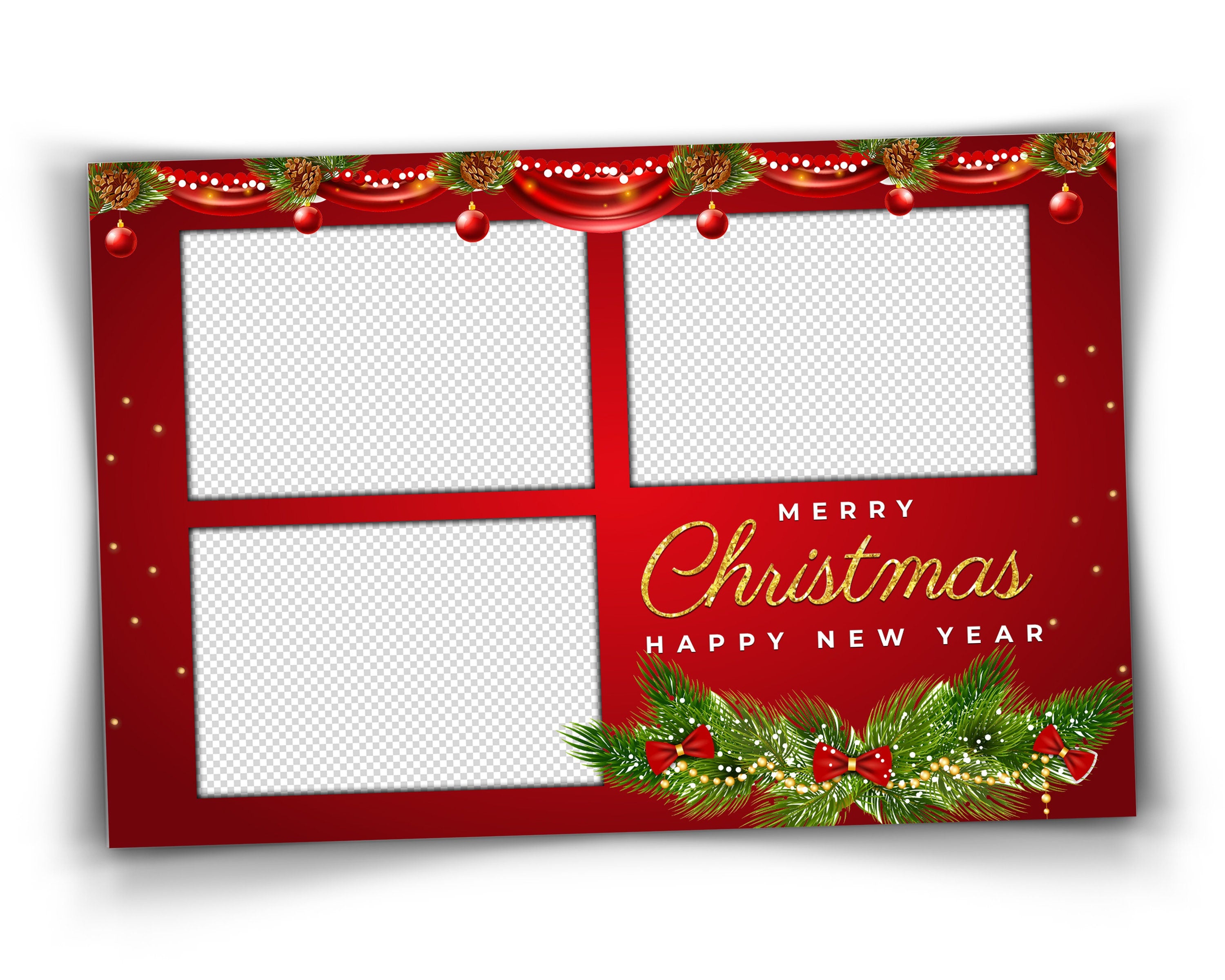 Christmas Photo Booth Template, Merry Christmas and New Year 2022, 4x6 Photobooth Template, pine tree