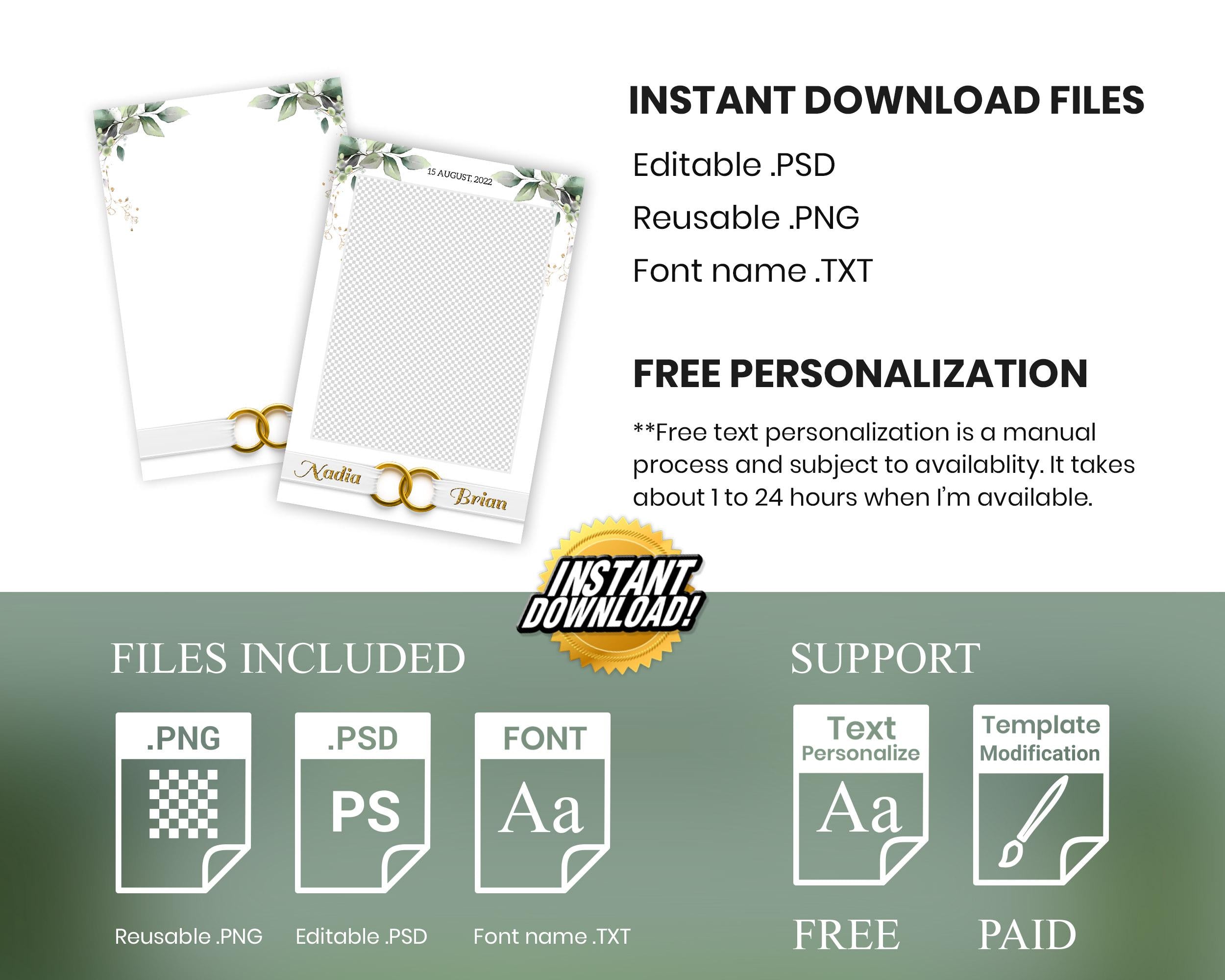 Bridal Shower Photo Booth Template, Wedding Photobooth, Anniversary, Greenery 657