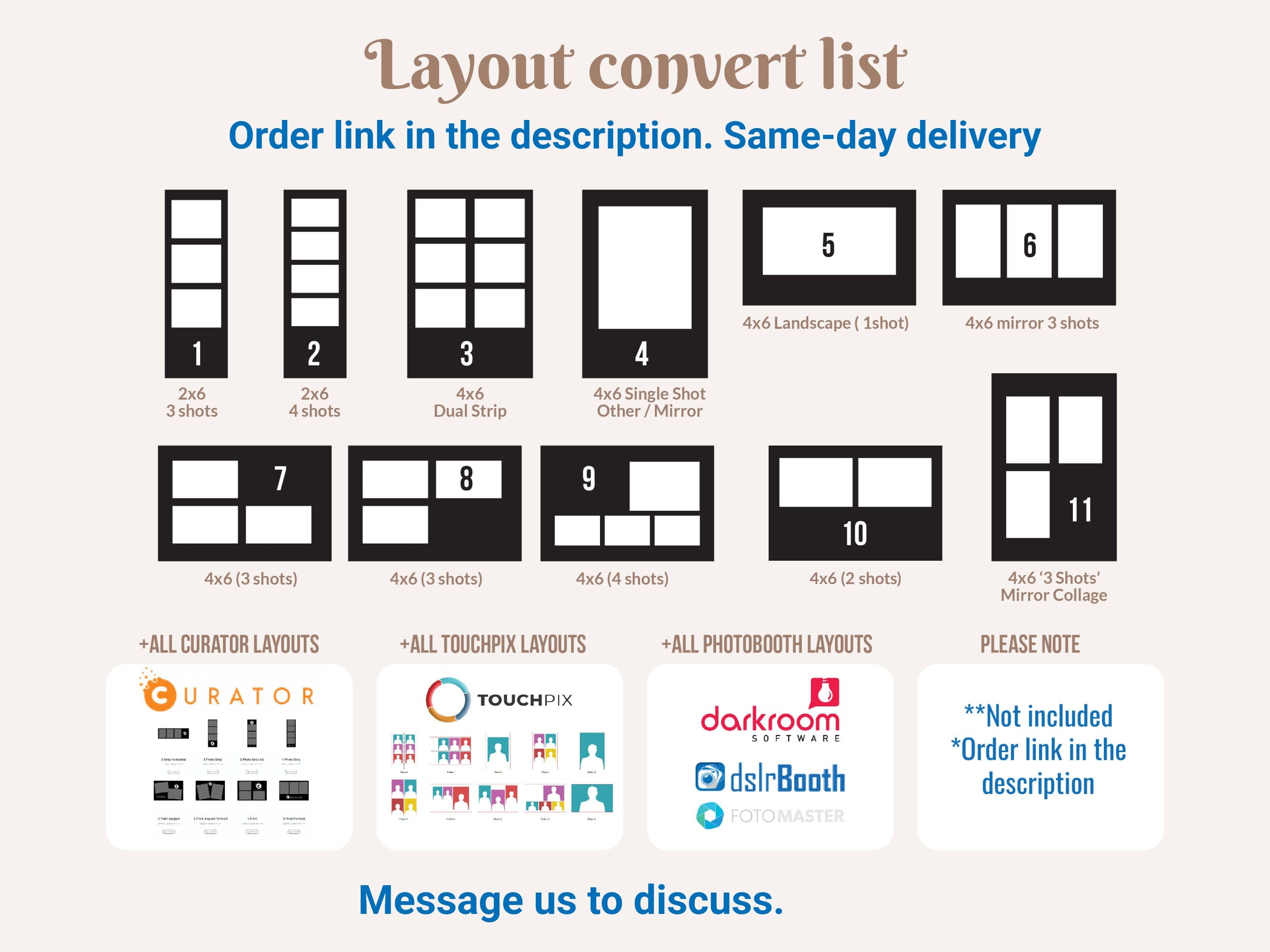 Wedding Photo booth template 4x6 triple photo postcard layout floral split flowers light pink rose and greenery photobooth B37 1242