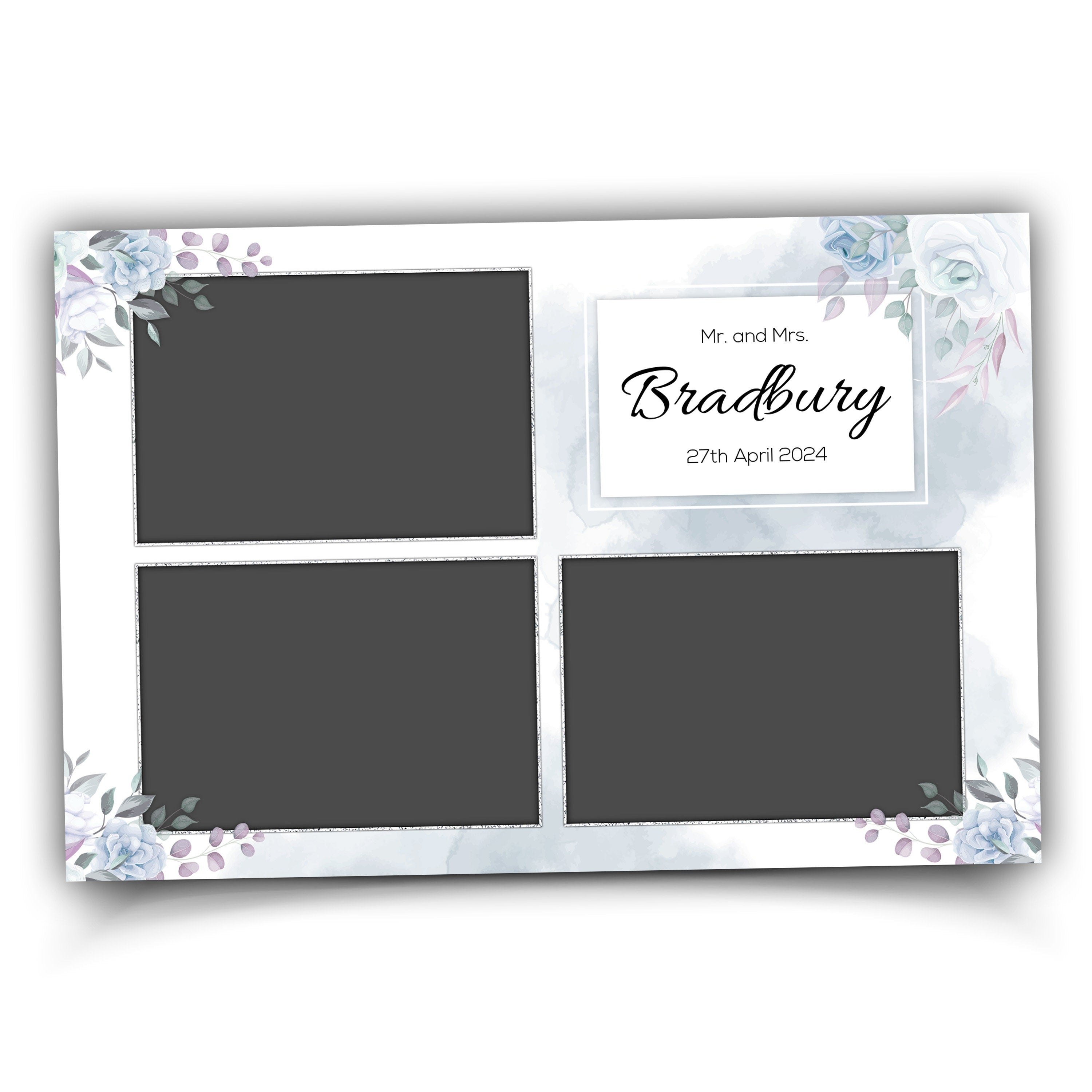 Photo Booth Template for Wedding Bridal Shower Floral Anniversary 4x6 Photobooth Template Purple White Rose 669