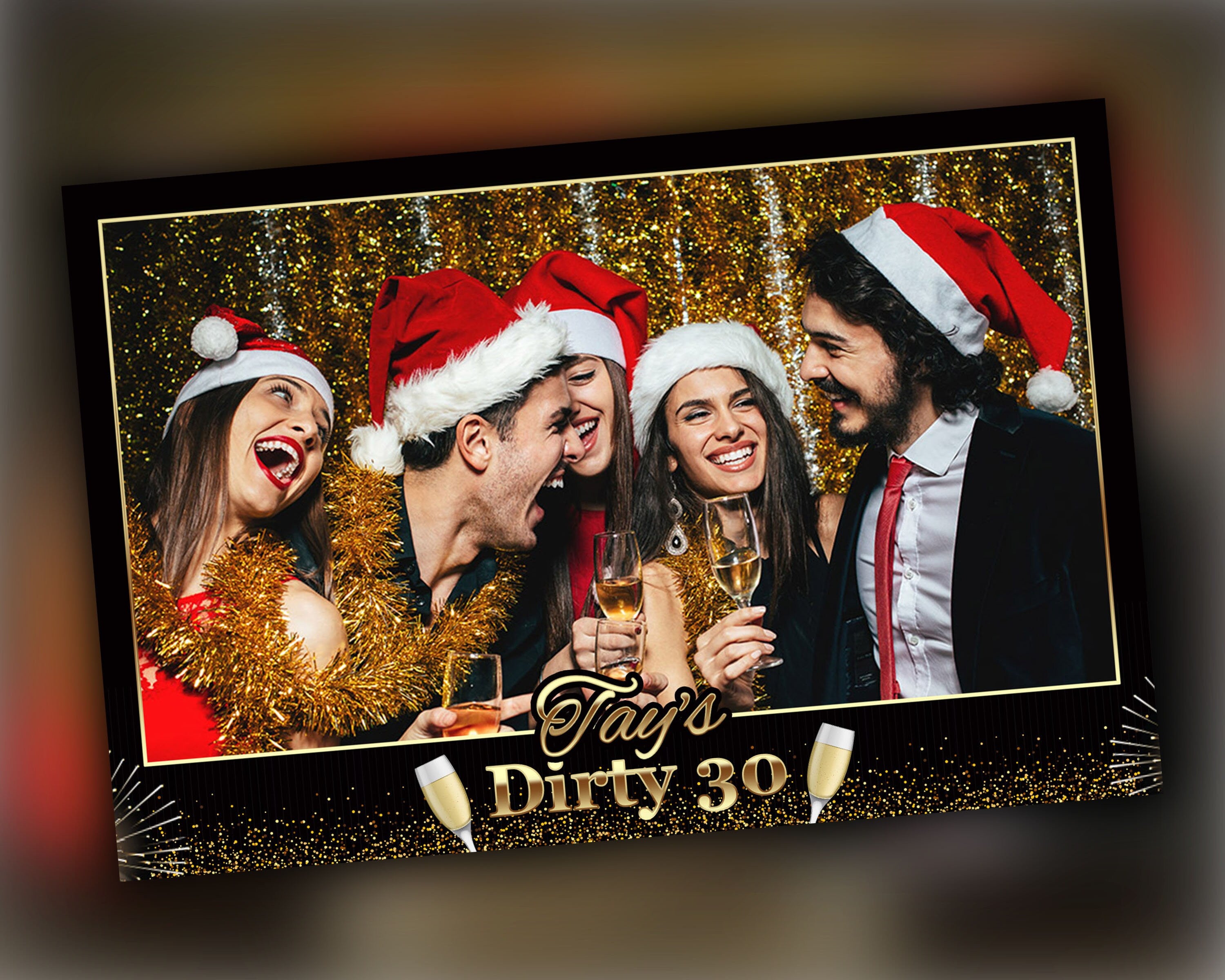 Holiday evening party celebration photo booth template photobooth template, New Year for iPad booth 1 photo landscape portrait