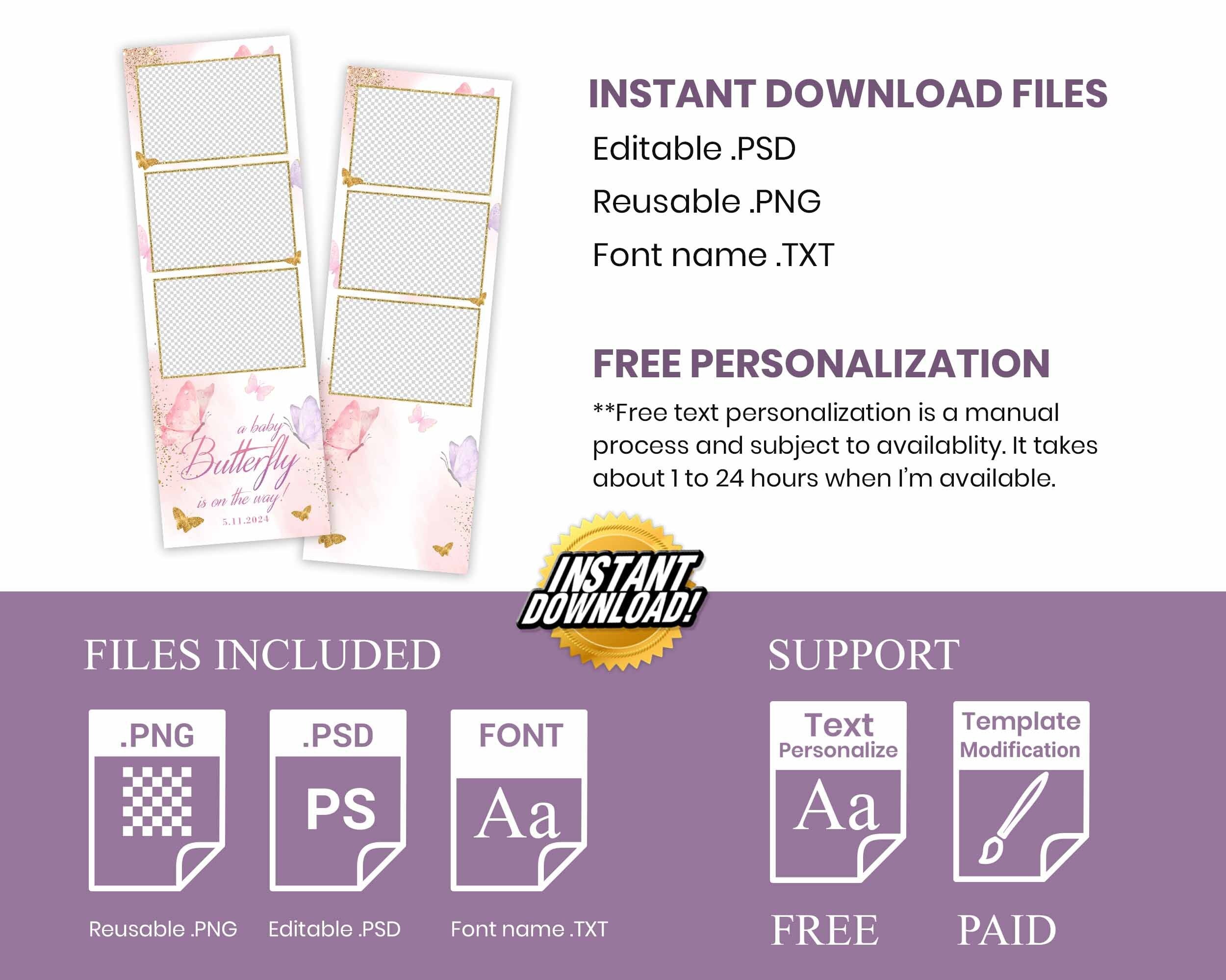 Butterfly Photo Booth Template, Baby Shower, Birthday, Mis Quince, Bearly Wait, Quinceañera Photobooth, XV, Bday, Quinceanera, Sweet 16