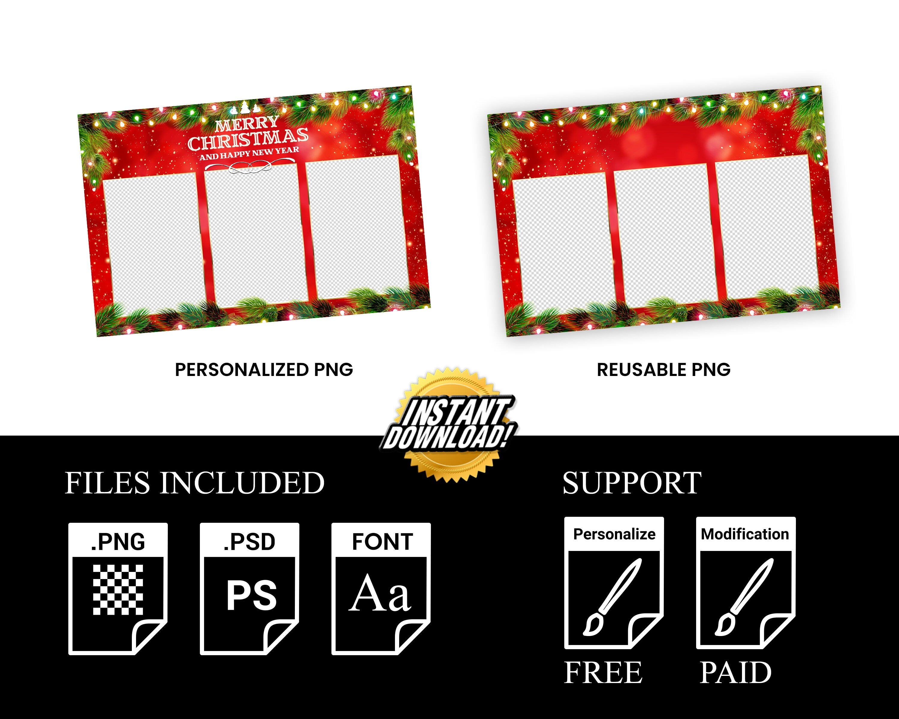 Christmas Photo Booth Holiday Photobooth Merry Christmas and New Year Xmas