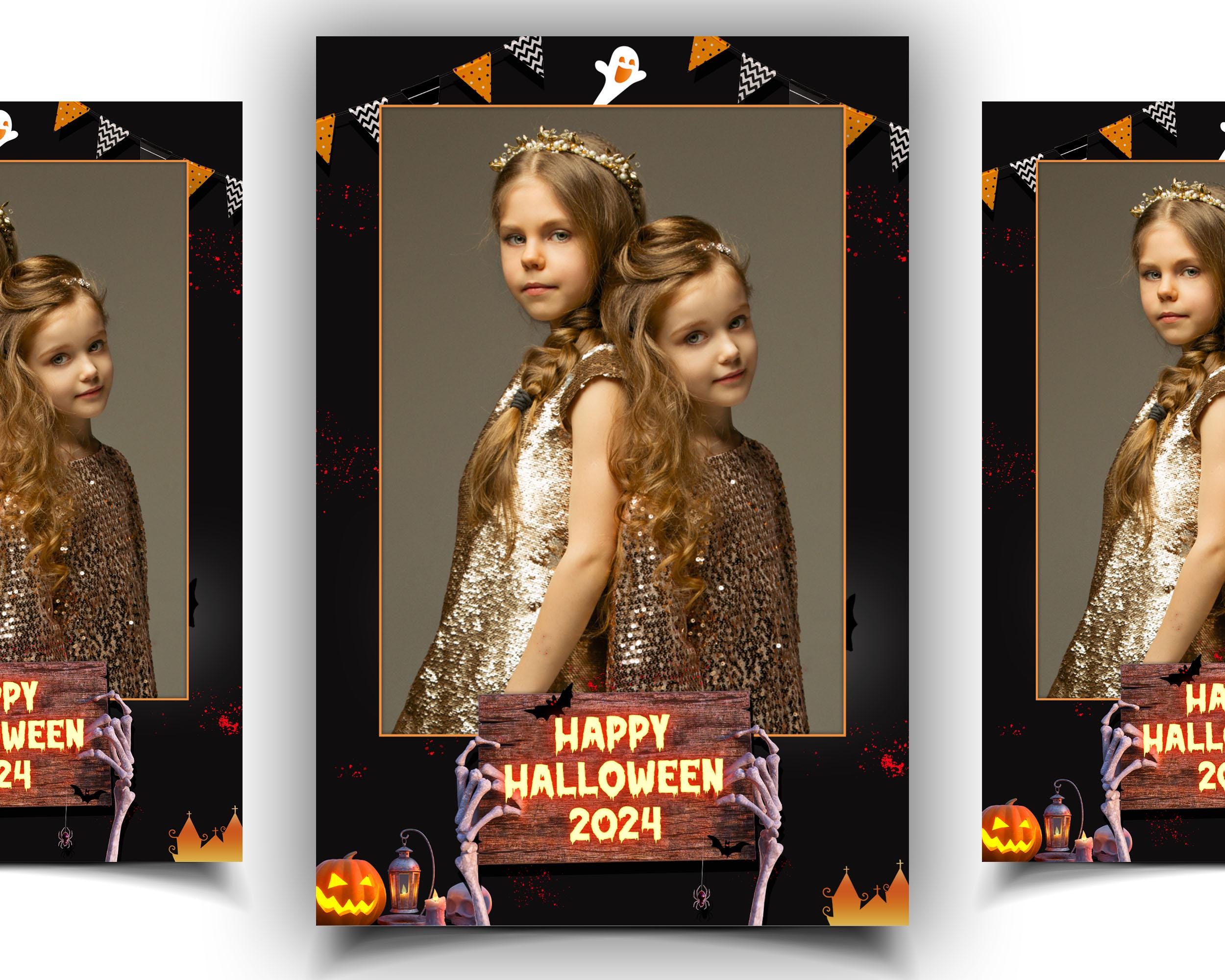 Halloween 2024 Photobooth Template, Trick or Treat, Pumpkin Photo Booth Template 1356
