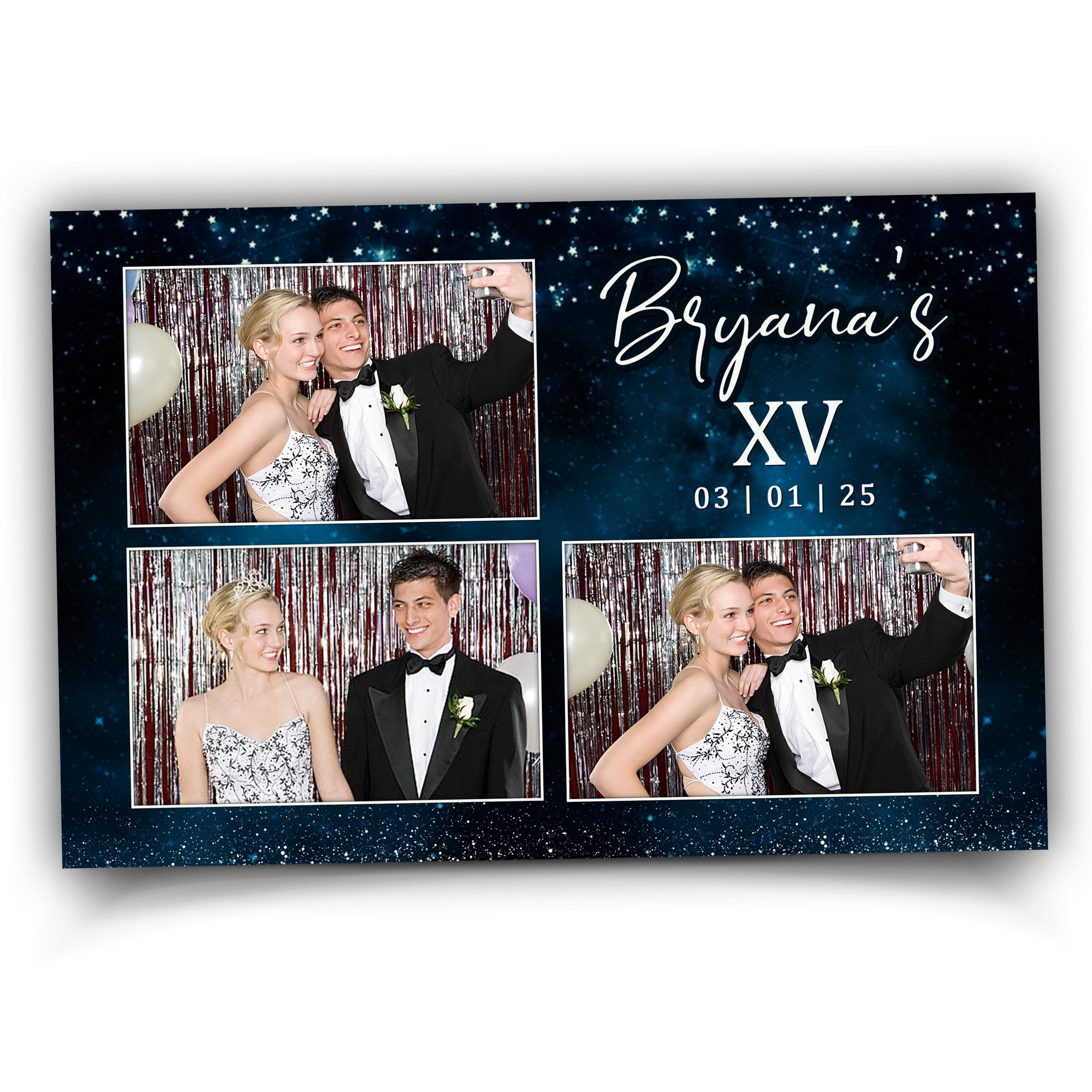 Sweet 16 Photobooth Template, Sweet Sixteen, Quinceañera, 16th Birthday Photo Booth, Quinceanera, Mis Quince, XV, 2x6 Blue Strip 1076