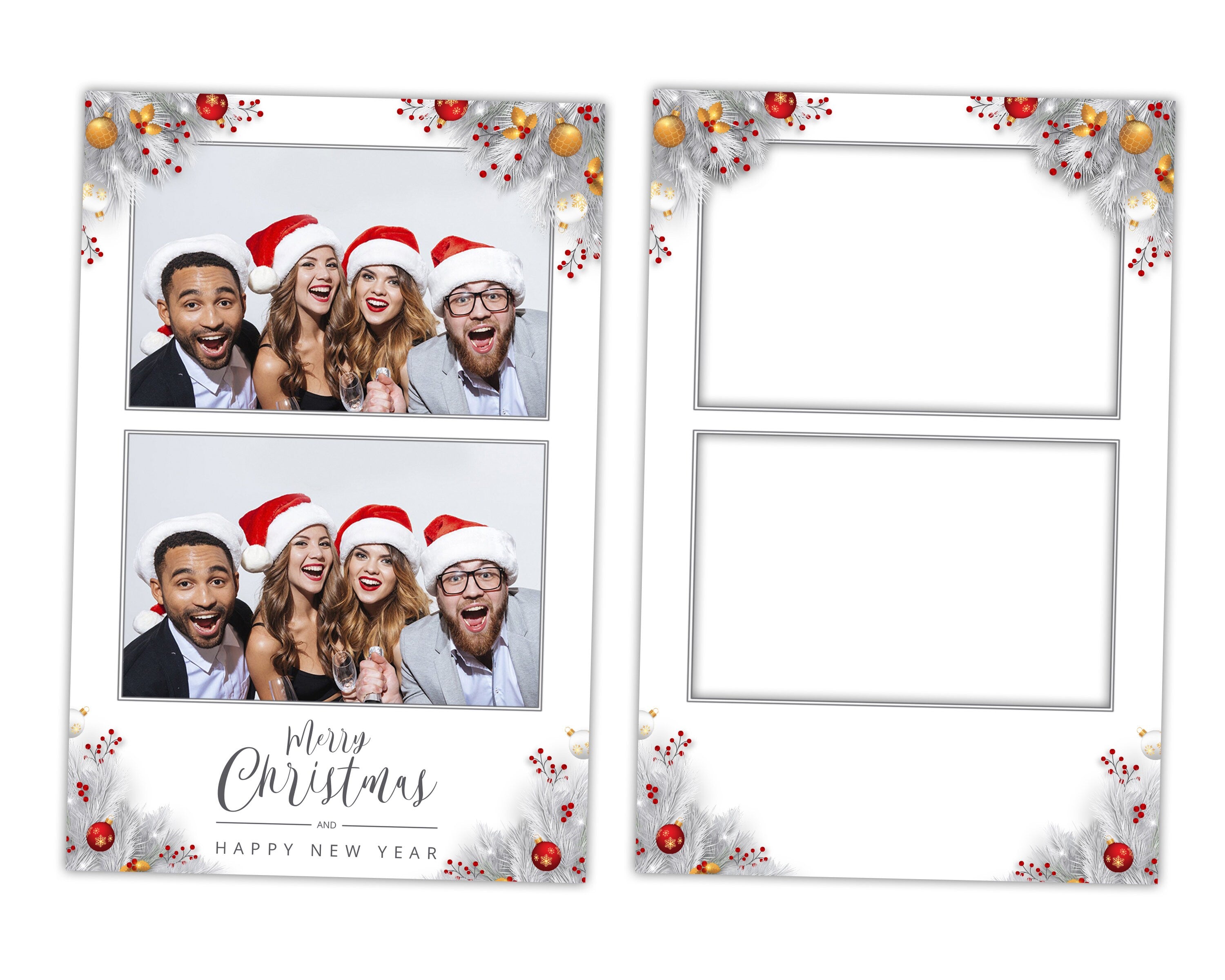 Photo Booth Template Merry Christmas Day Party New Year 2021 Silver Photobooth Template 4x6 Photo Frame Template