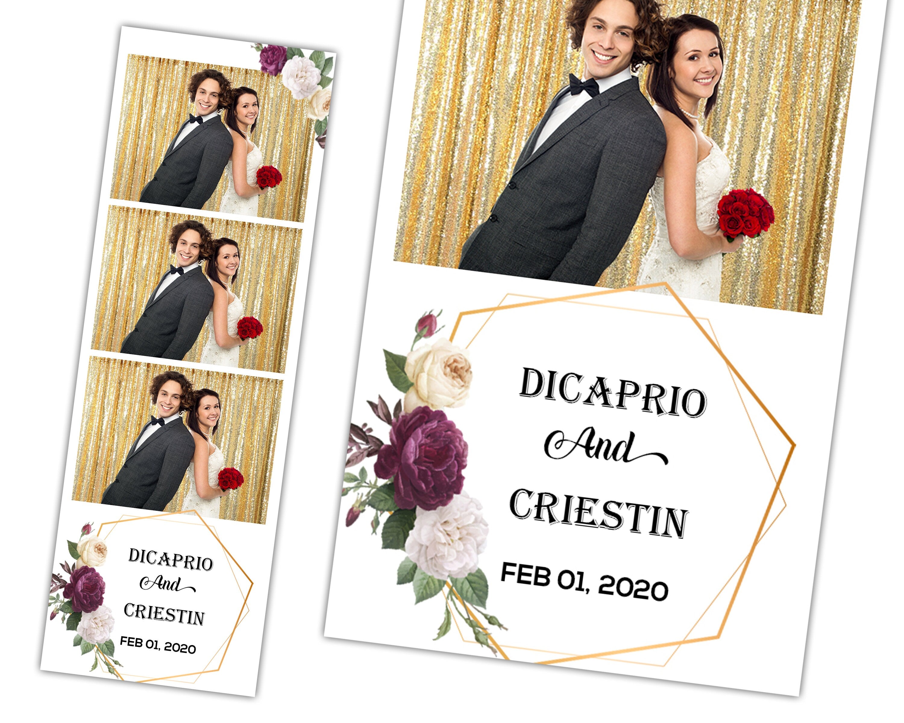 Wedding Bridal Shower Photobooth Template Sweet 16 Sixteen Floral Anniversary Photo Booth Template 2x6