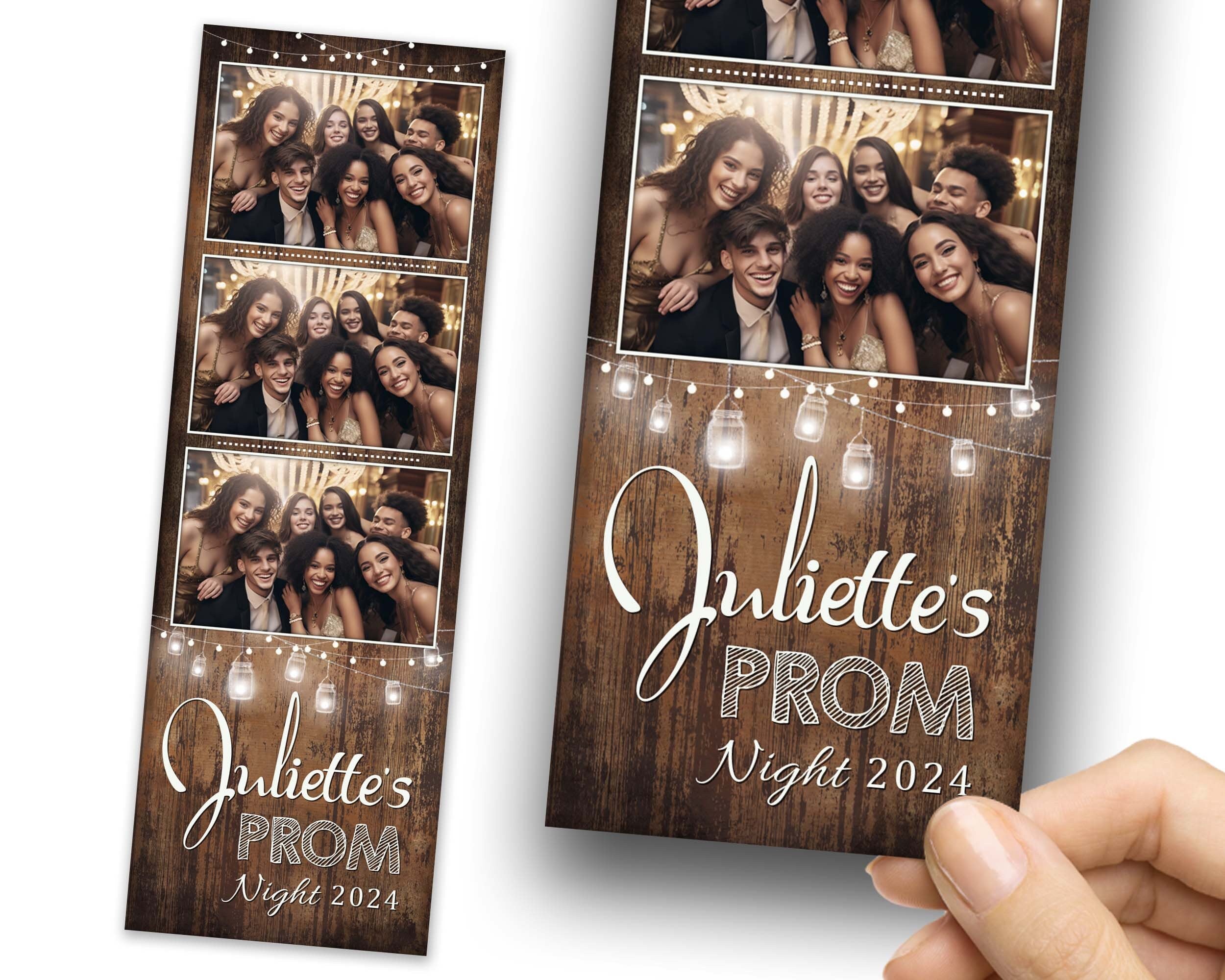 Prom 2024 Photobooth Template 2x6 stripe 3 photo Class of 2024 Graduation Photo booth Template PSD PNG Editable