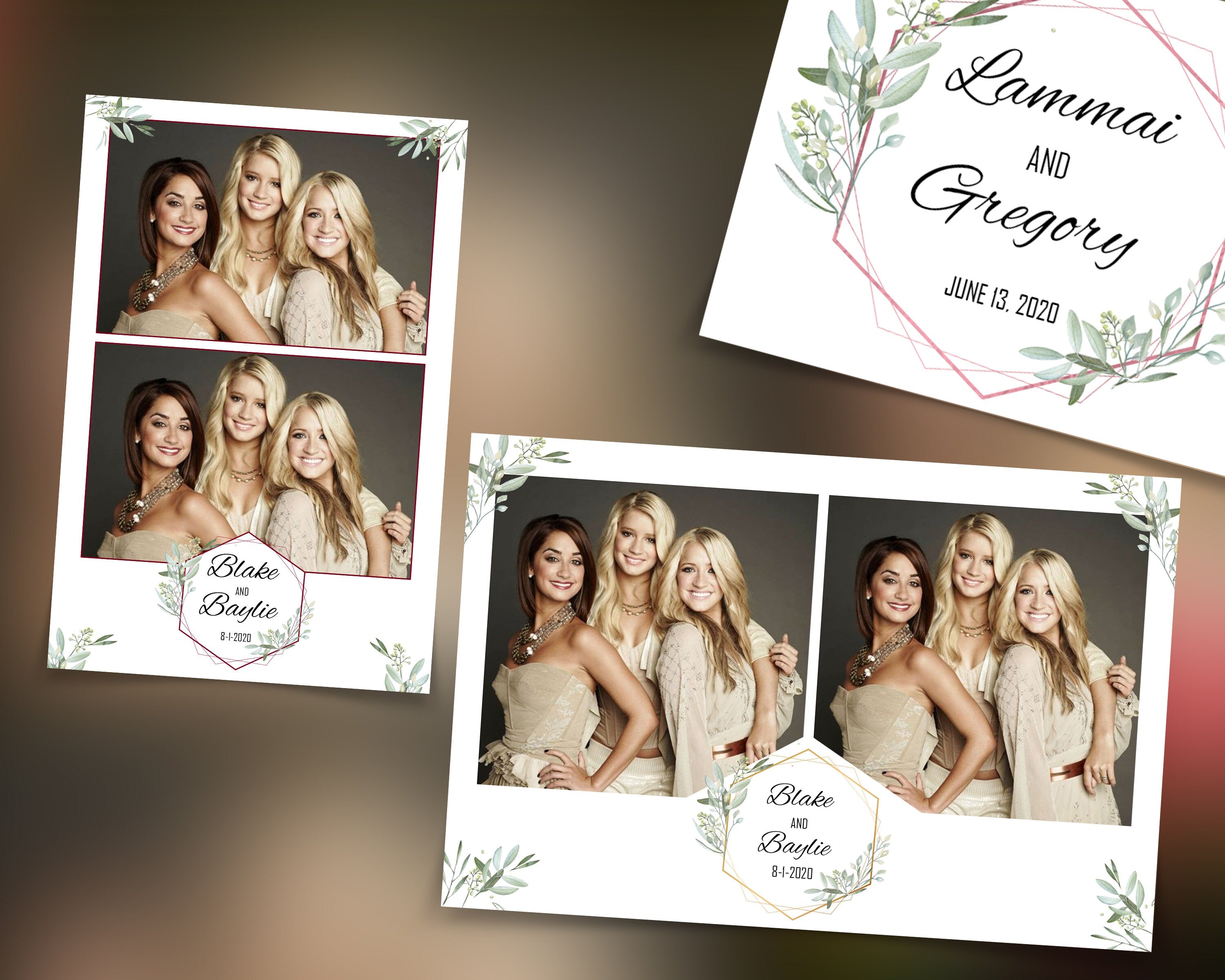 Wedding Bridal Shower Sweet 16 Floral Anniversary Photo Booth Template 4x6 Photobooth Template with xbdr psd png jpg and mockup