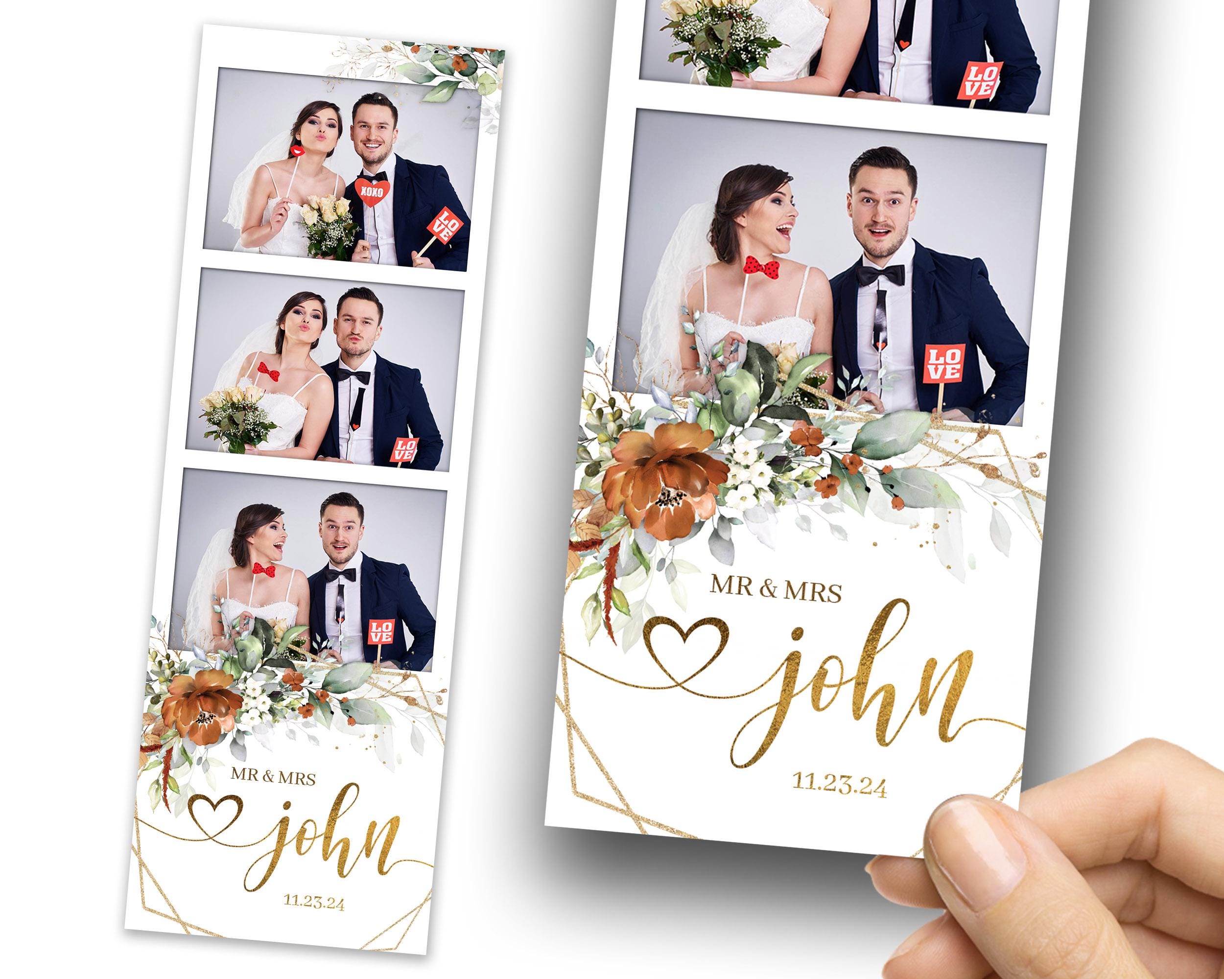Burnt Orange Wedding Anniversary Photobooth Template 2x6 Strip Greenery Terracotta Floral Photo Booth Flower 1056