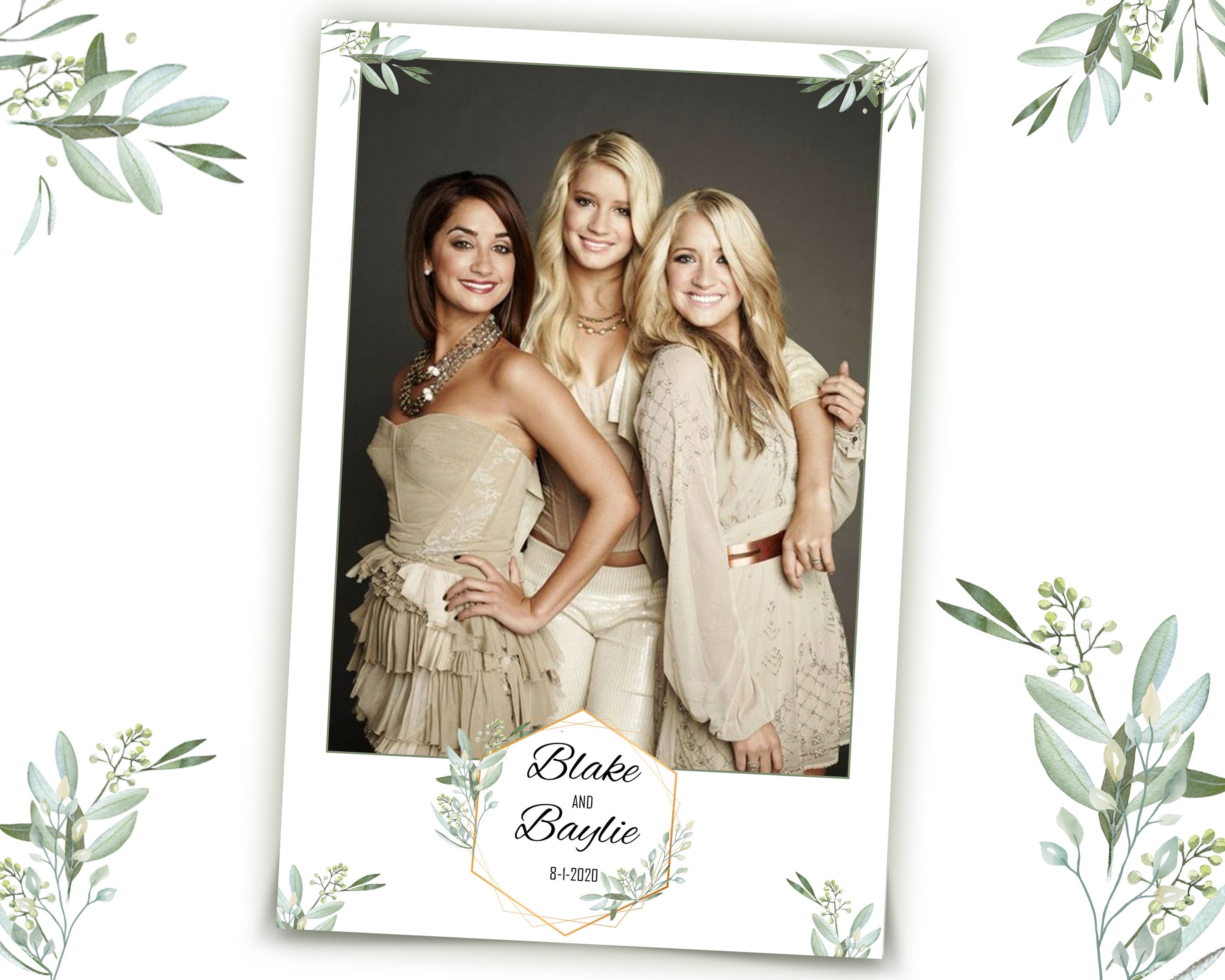 Wedding Bridal Shower Sweet 16 Floral Anniversary Photo Booth Template 2x6 Photobooth Template with xbdr psd png jpg and mockup