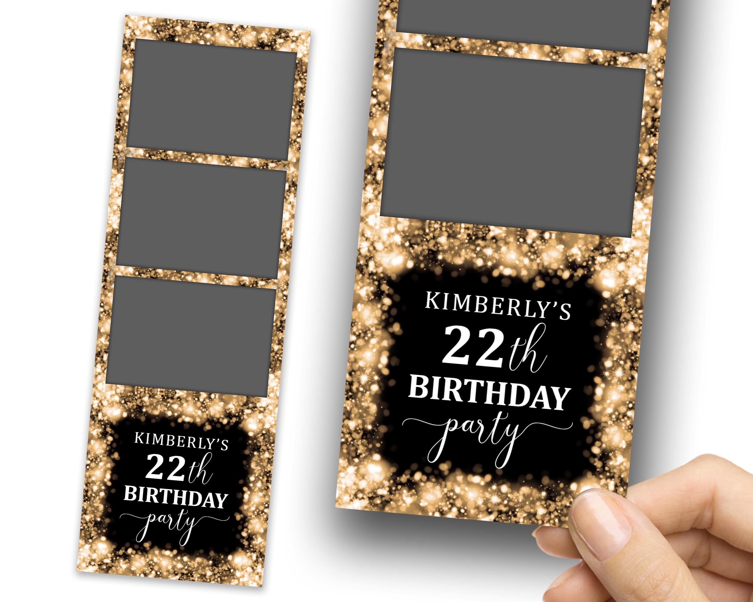 Birthday Sweet Sixteen Photobooth Template in Blue rose golden Sweet 16, Quinceanera, Wedding Photo Booth Template 4x6