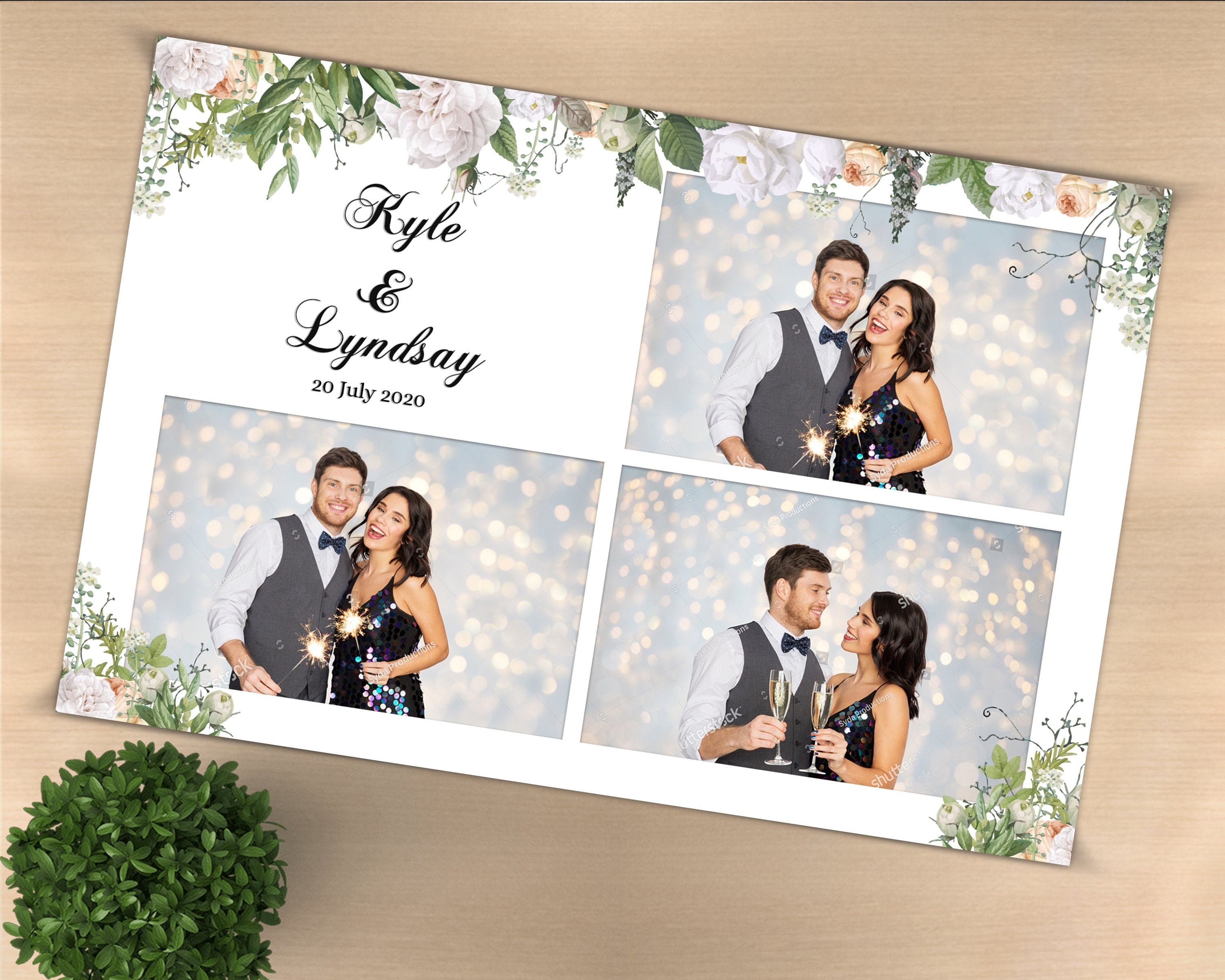 Photobooth Template Wedding Bridal Shower Sweet 16 Floral Anniversary Photo Booth Template 4x6 Photobooth Template with xbdr psd png jpg