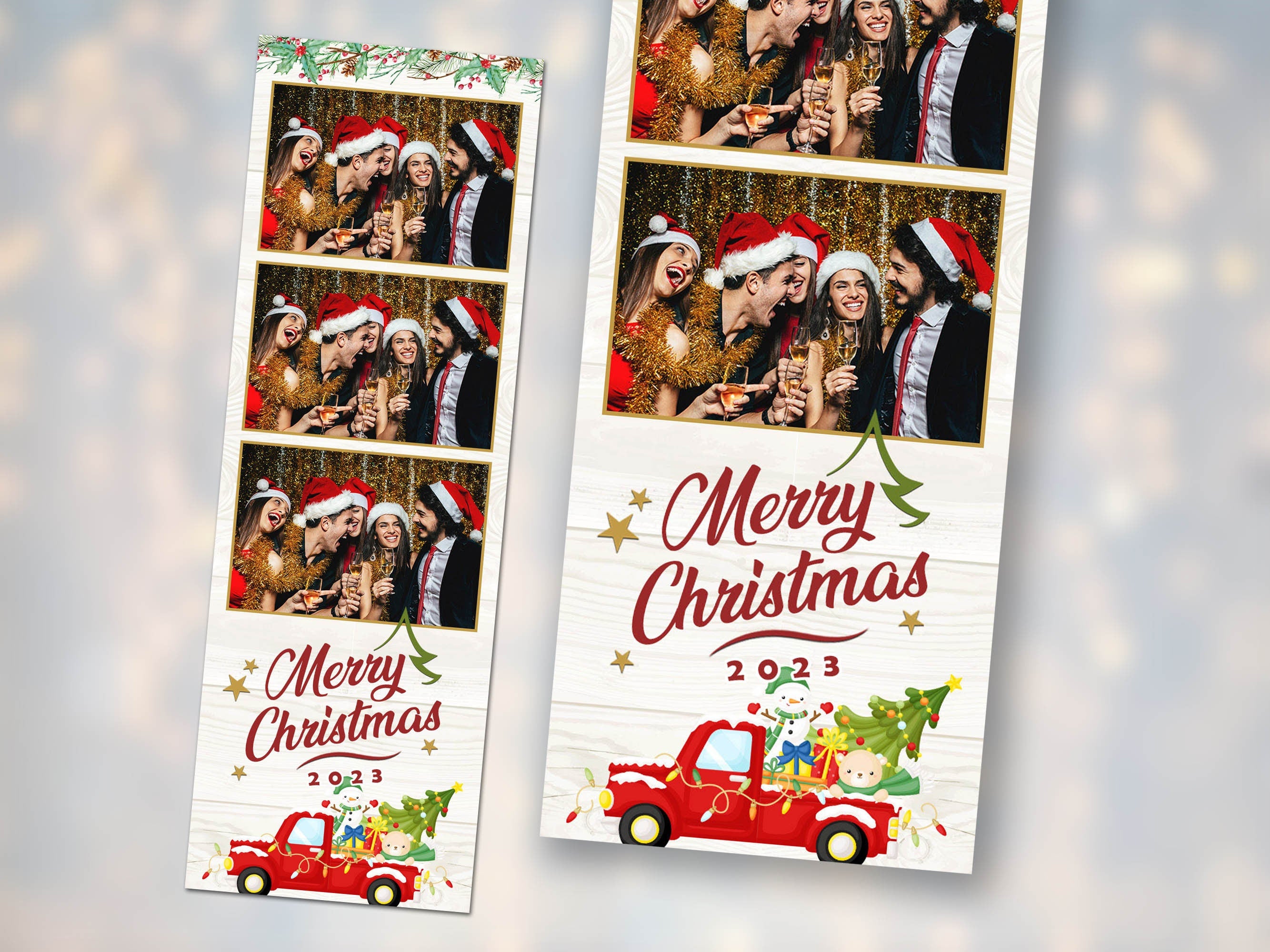 Christmas Truck Photo Booth Merry Christmas and New Year 2024 Xmas Holiday Photobooth