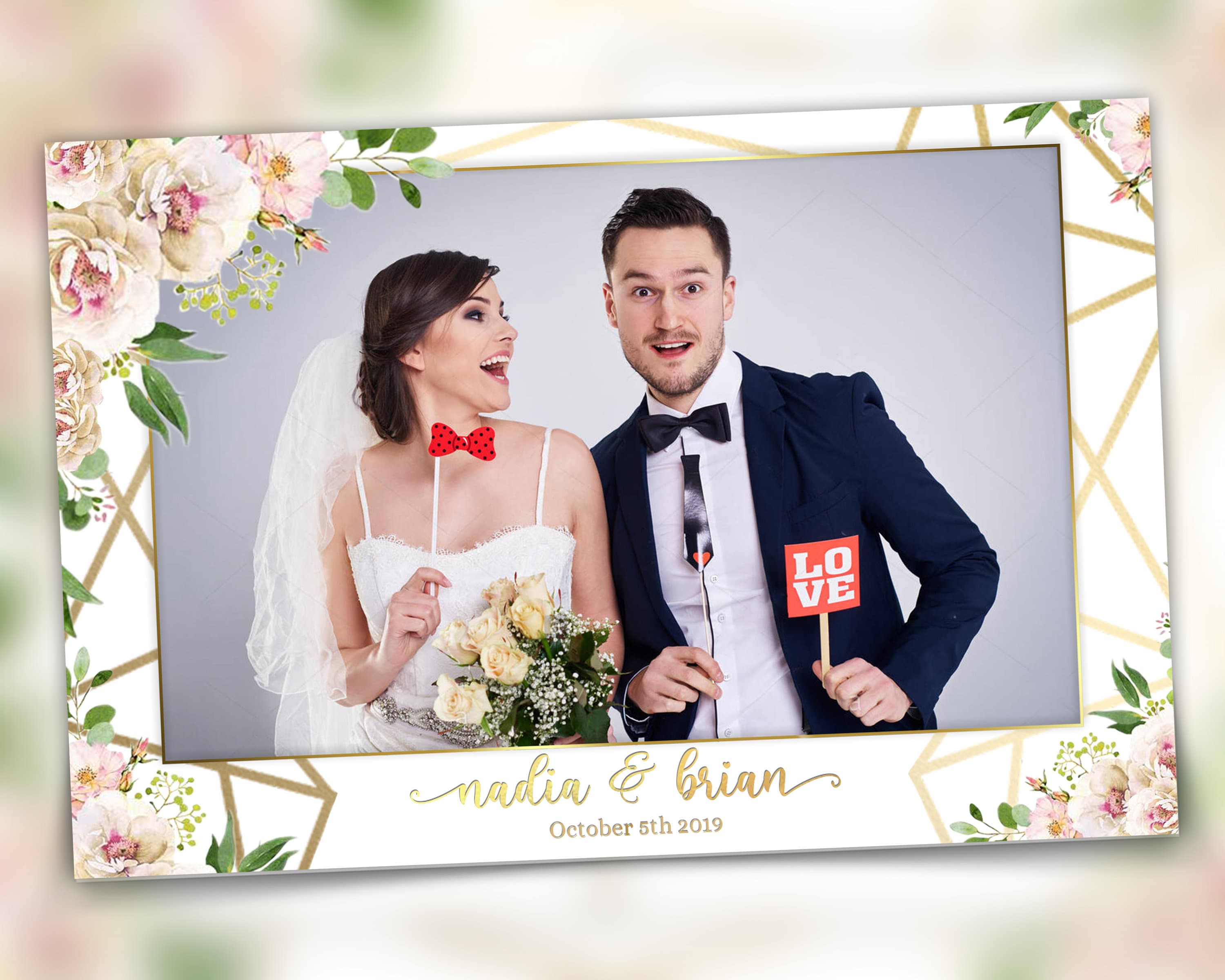 Wedding Photobooth Template, Floral Photobooth Template, 4x6 Wedding Photo booth Template, Sweet Sixteen, Sweet 16, Bridal Shower, 4x6
