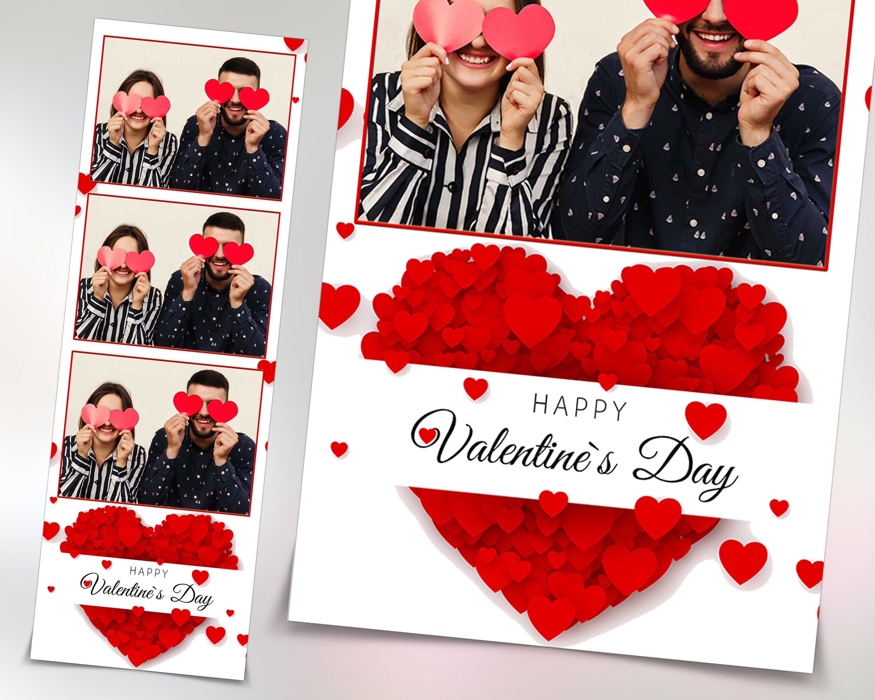 Valentine Party Day Photo Booth Template Love Pink 2x6 photobooth template included with Font