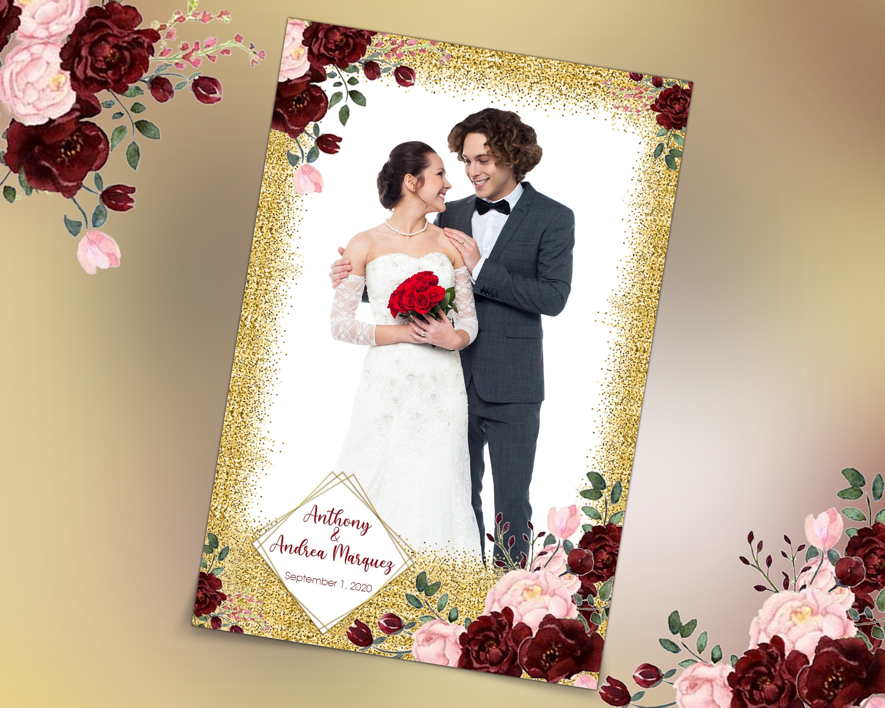 Photo Booth Template for Wedding Bridal Shower Floral 4x6 Photobooth Template, Sweet Sixteen, Sweet 16, Bridal Shower, Anniversary
