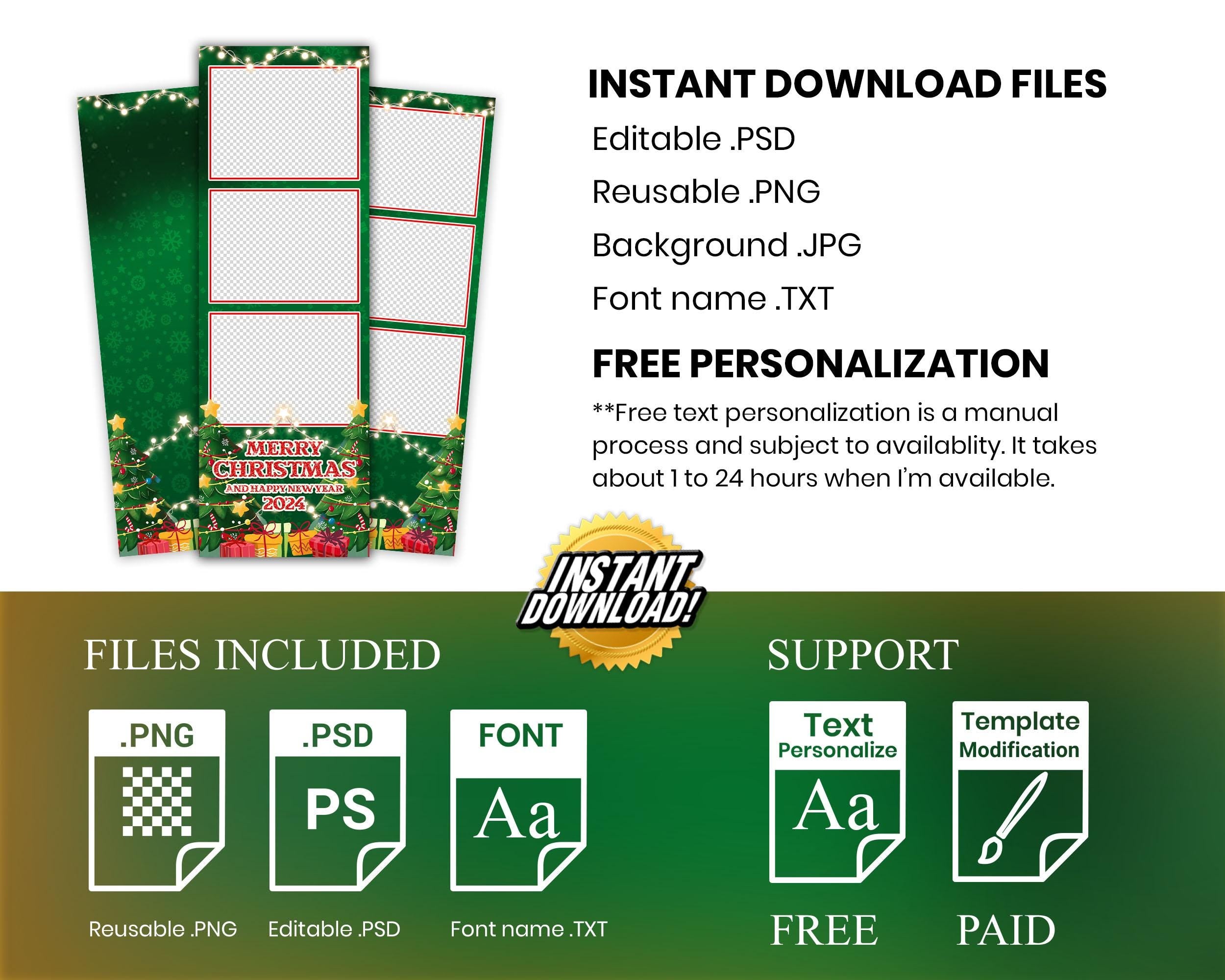 Christmas Photo Booth Template, Holiday Photobooth, Merry Christmas, New Year, Xmas Photobooth, Strip 827