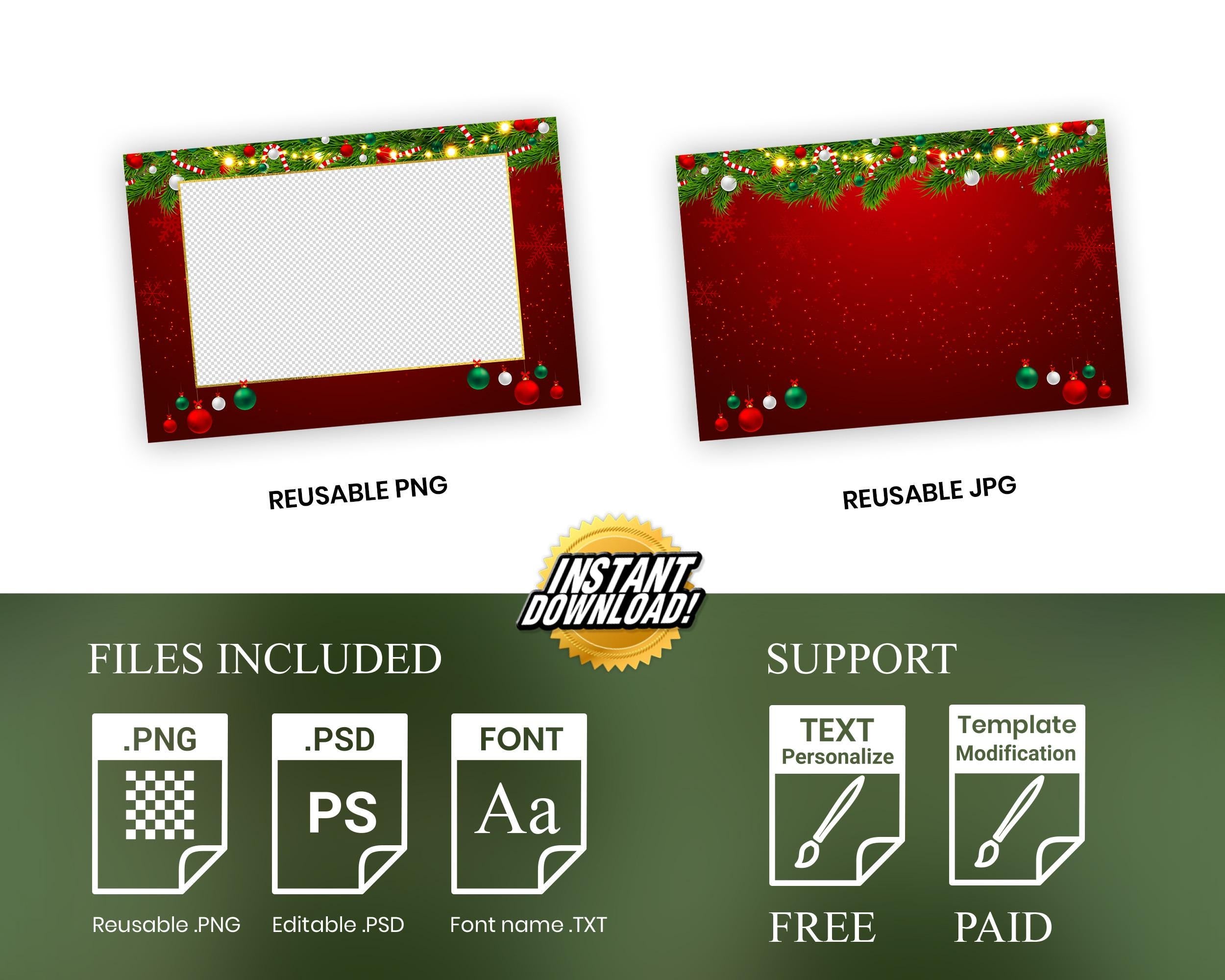 Christmas Photo Booth Template, Holiday Photobooth, Merry Christmas, New Year, Pine Tree, Xmas 671
