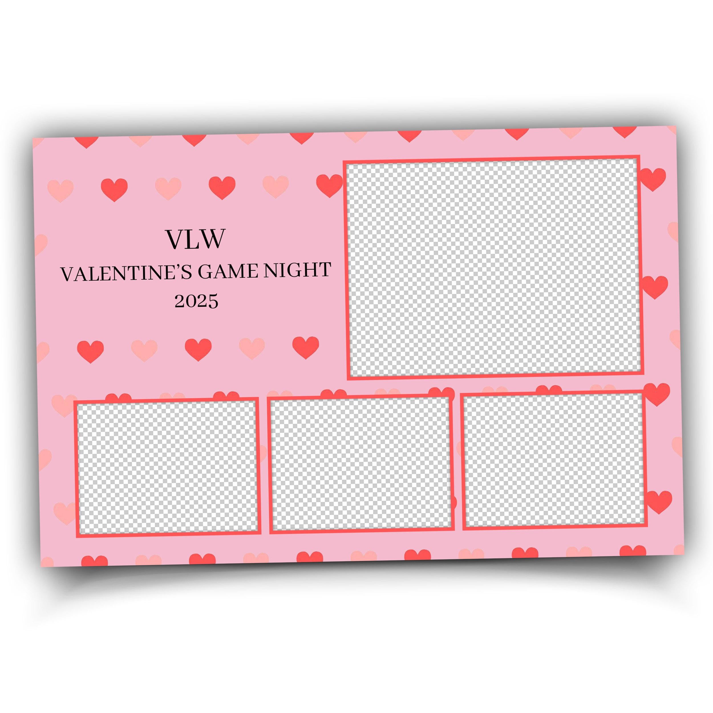 Valentine Day Photobooth Template, Love Pink Heart Photo Booth Overlay 1501