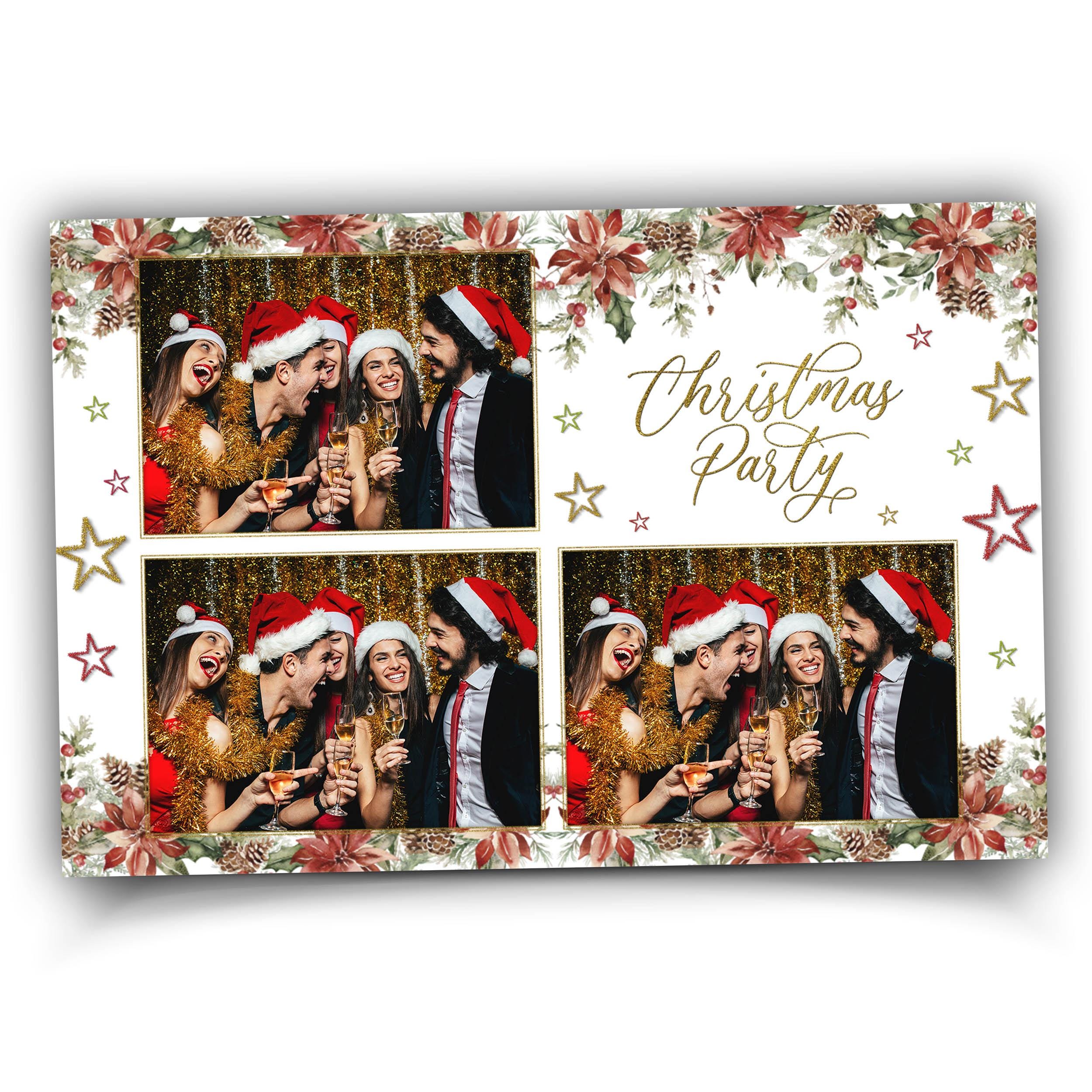 Christmas Photobooth Template, Holiday Photo Booth, Merry Christmas, Xmas, New Year Party, Poinsettia 1418