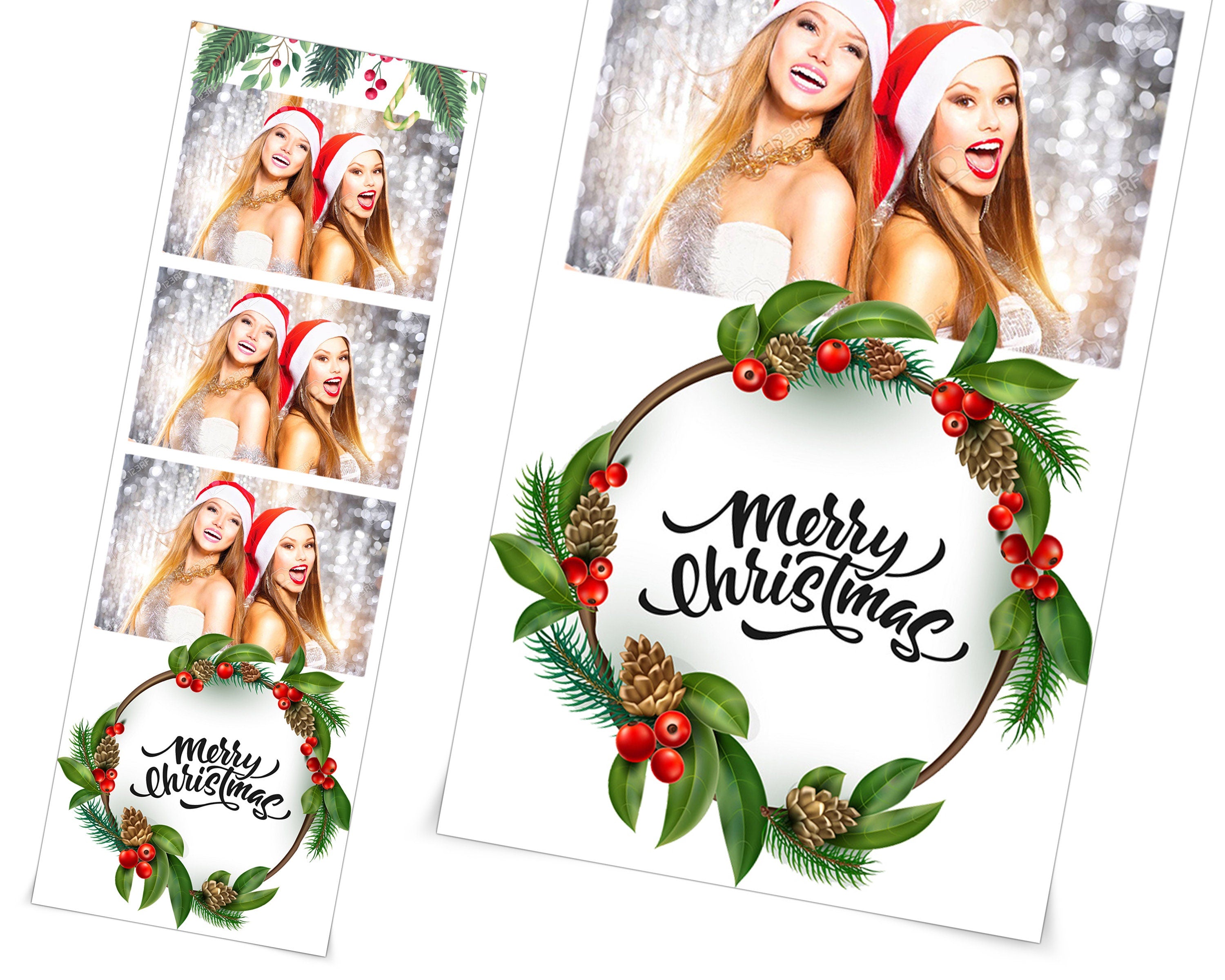 Photo Booth Template Merry Christmas Party Photobooth Template 2x6 Photo Strips