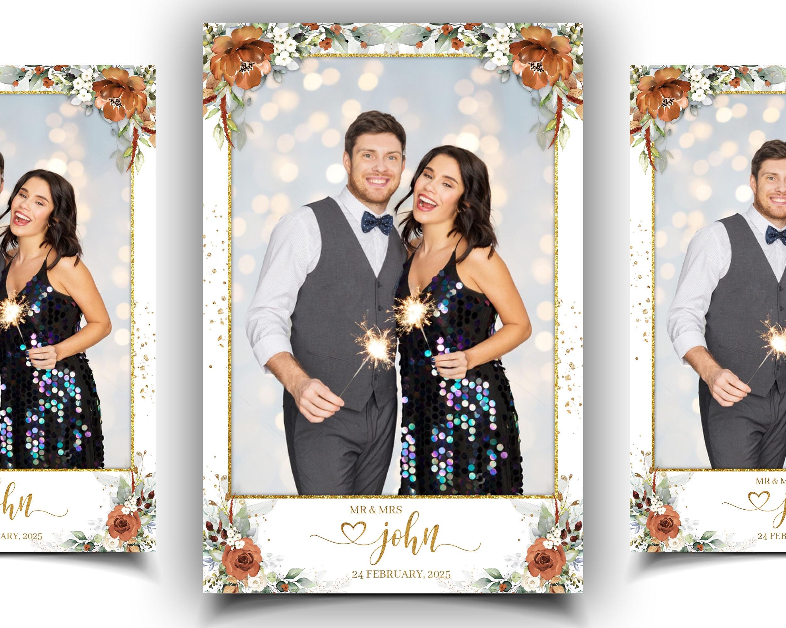 Burnt Orange Wedding Anniversary Photobooth Template Greenery Terracotta Floral Photo Booth Flower 1056