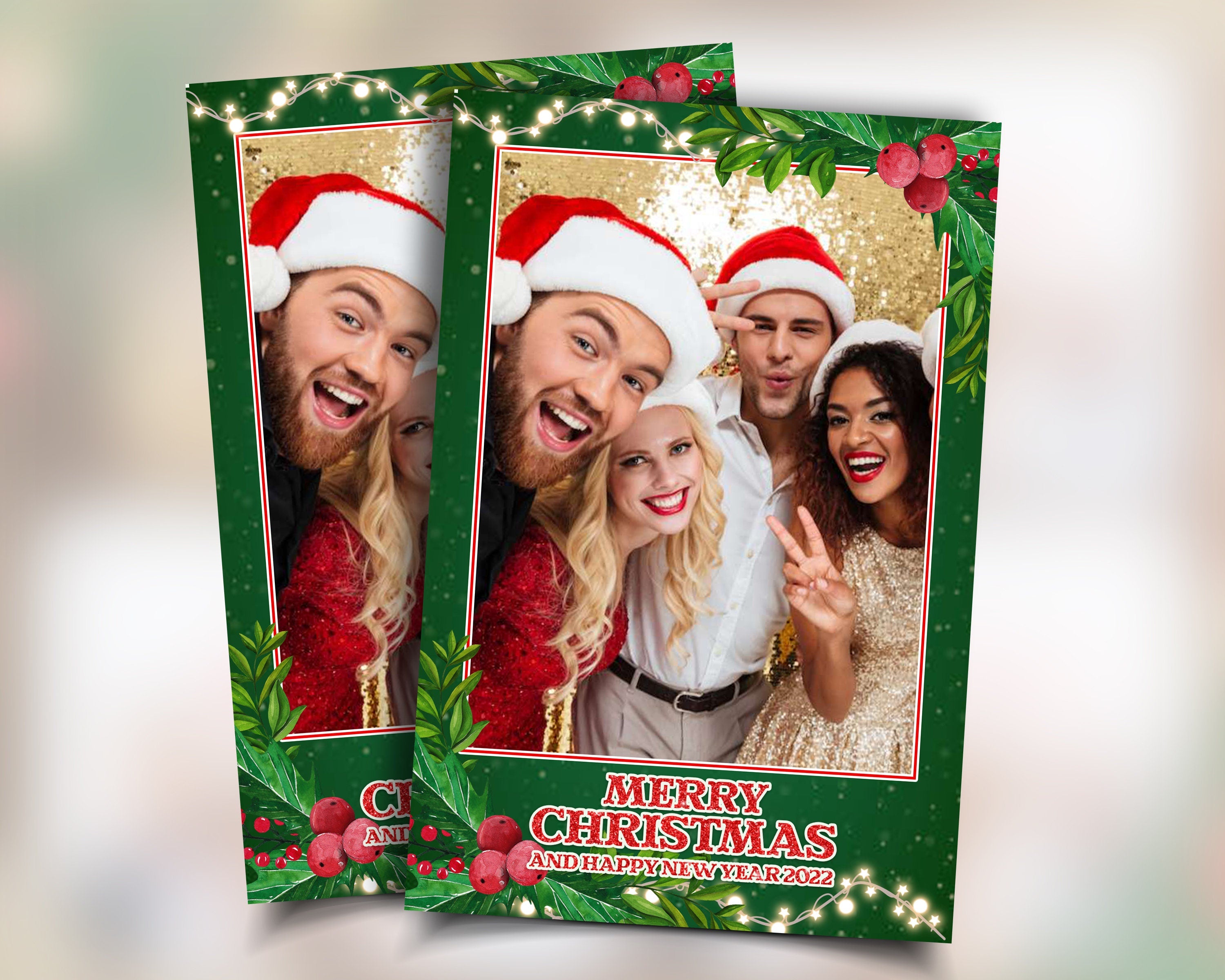 Christmas Photobooth Template Merry Christmas and New Year Strip Winter Wonderland and Holiday Photobooth Template Gold Black Silver 4x6