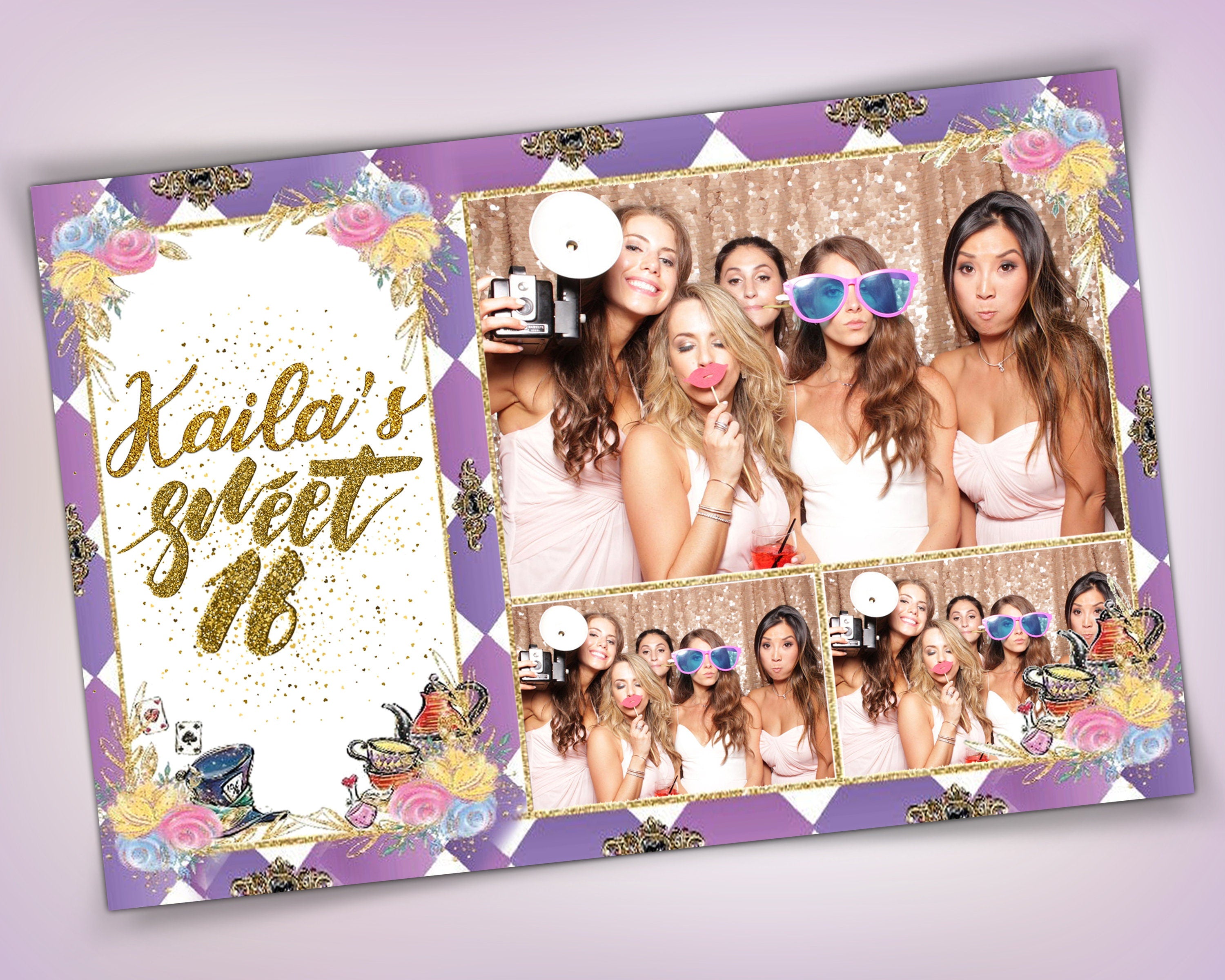 Photobooth Template Sweet 16 Birthday Quinceanera Sweet Sixteen Birthday Photo Booth Template photo Strips 2x6 and 4x6 Bday