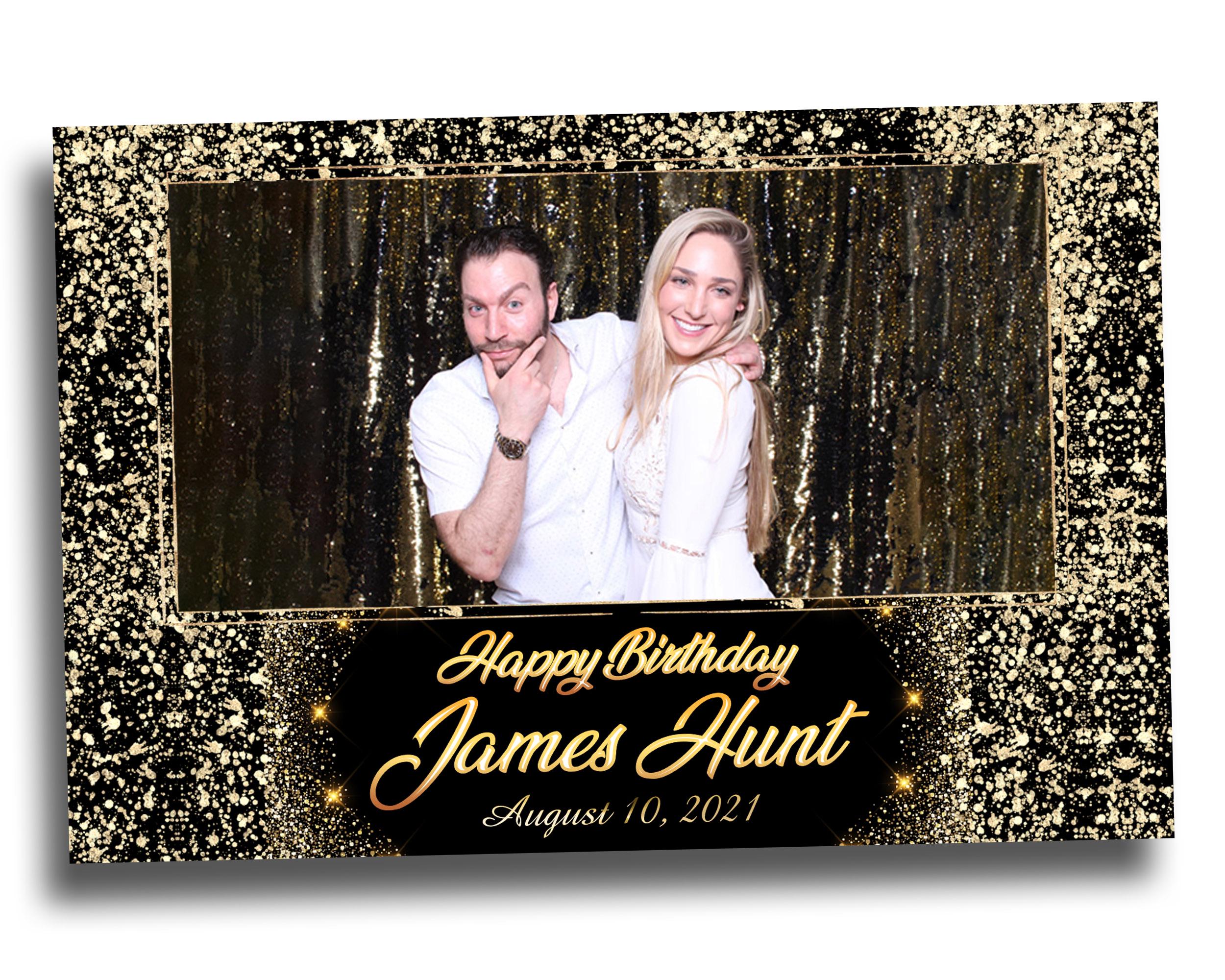 Gold Glitter Birthday Photobooth Template Black Gold Glitter Sparkles gold dust bday photo booth template single photo BM14/667