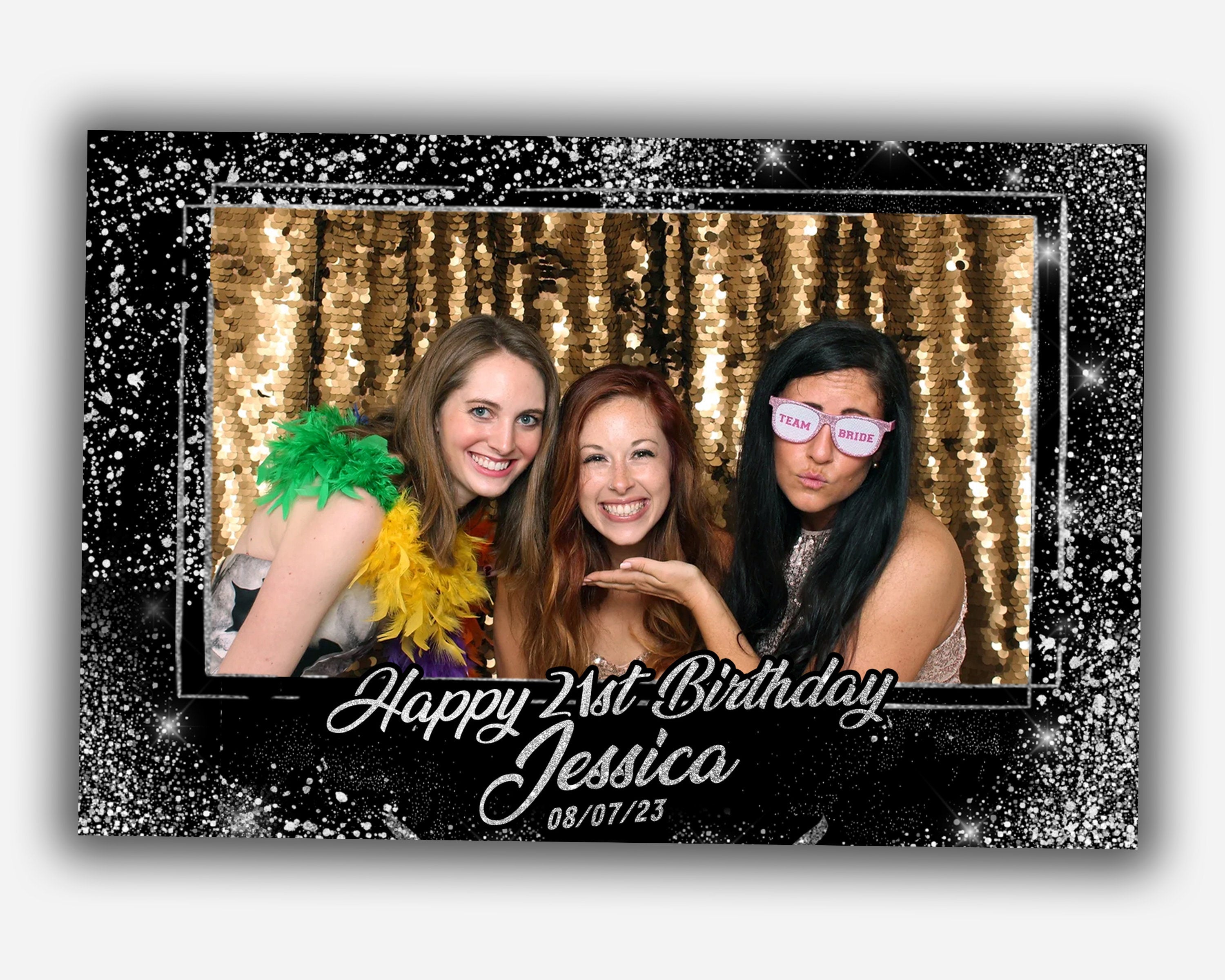 Photo Booth Template Birthday Party Silver Sparkle Glitter Photobooth Template 4x6 layout 5