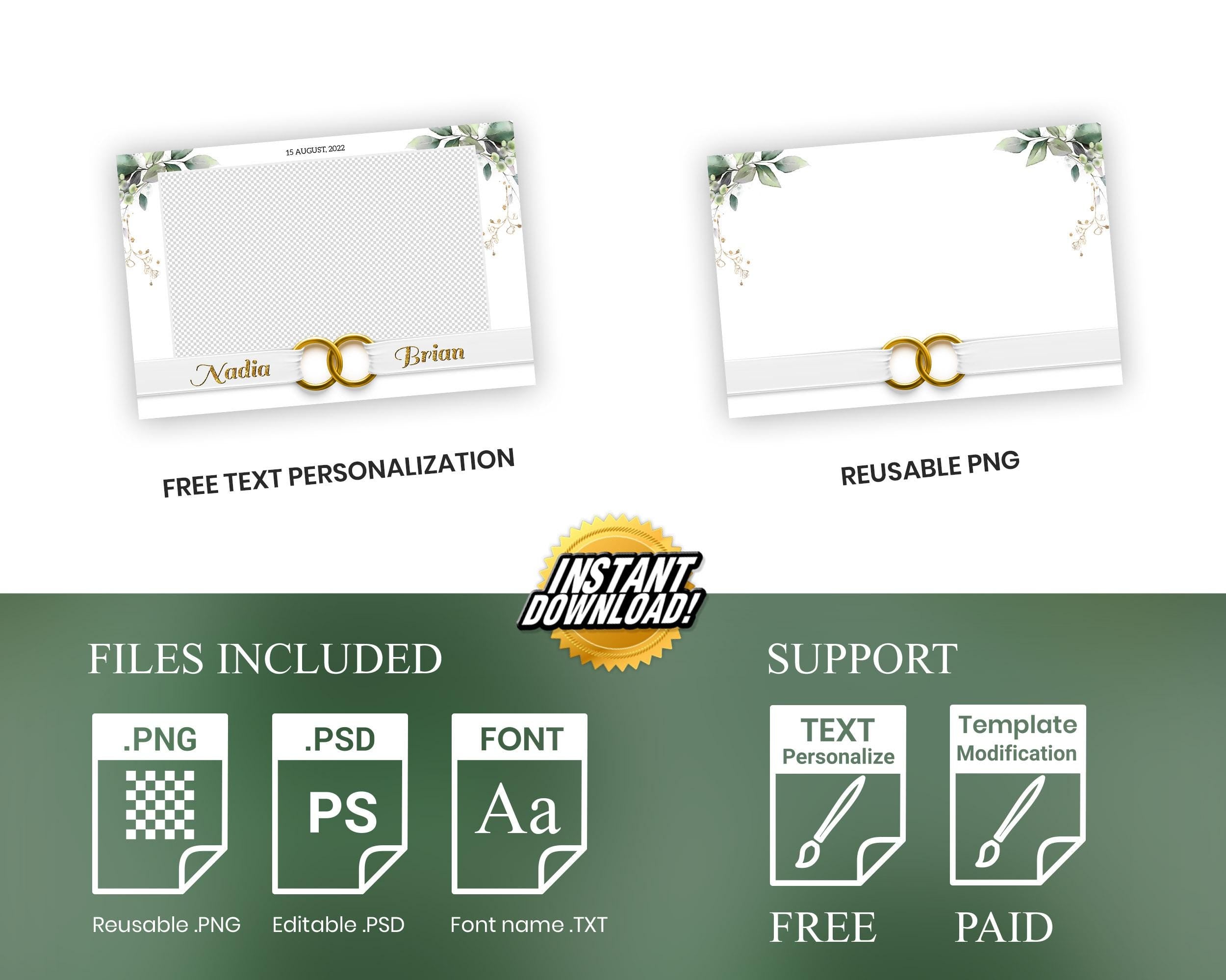 Bridal Shower Photo Booth Template, Wedding Photobooth, Anniversary, Greenery 657