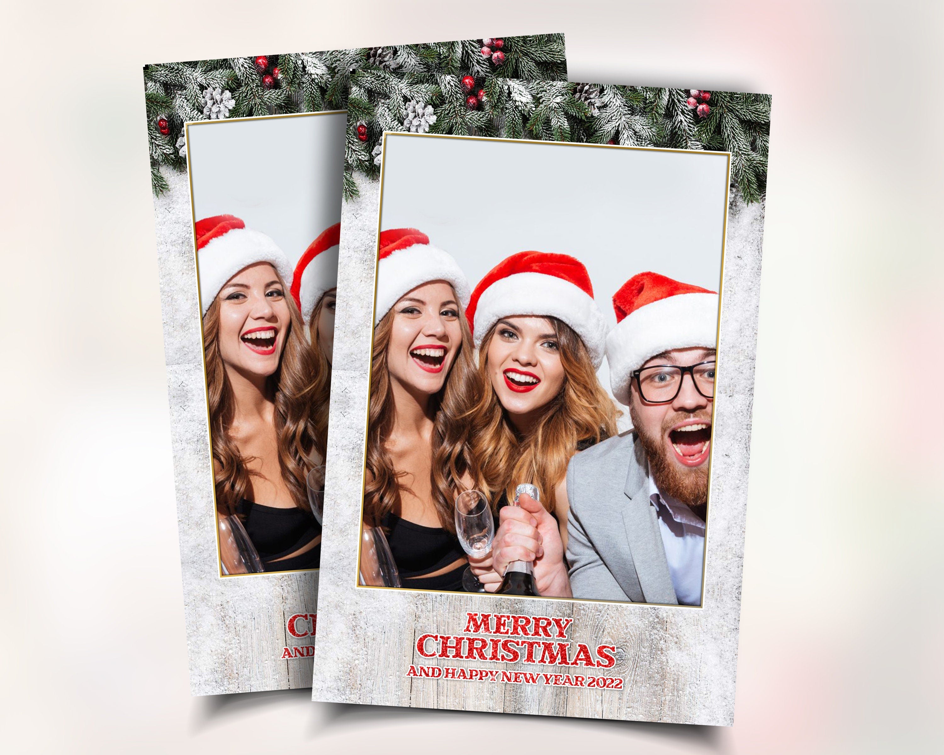 Christmas Photobooth Template Merry Christmas and New Year Strip Winter Wonderland and Holiday Photobooth Template Gold Mirror Booth 4x6
