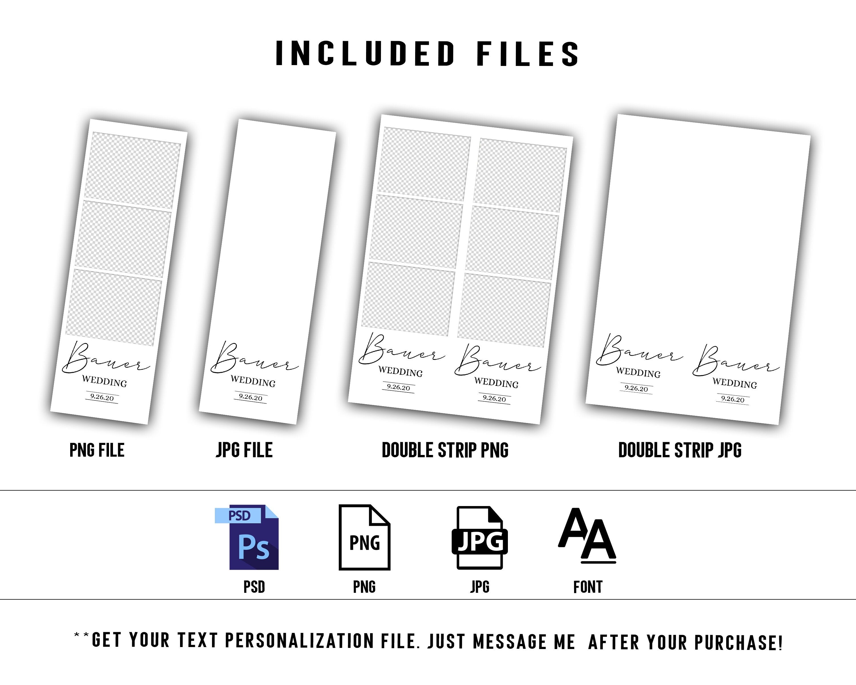 Wedding signature black and white Bridal Shower Anniversary Photo Booth Template 2x6 Strip and 4x6 Strip Photobooth Template with FONT