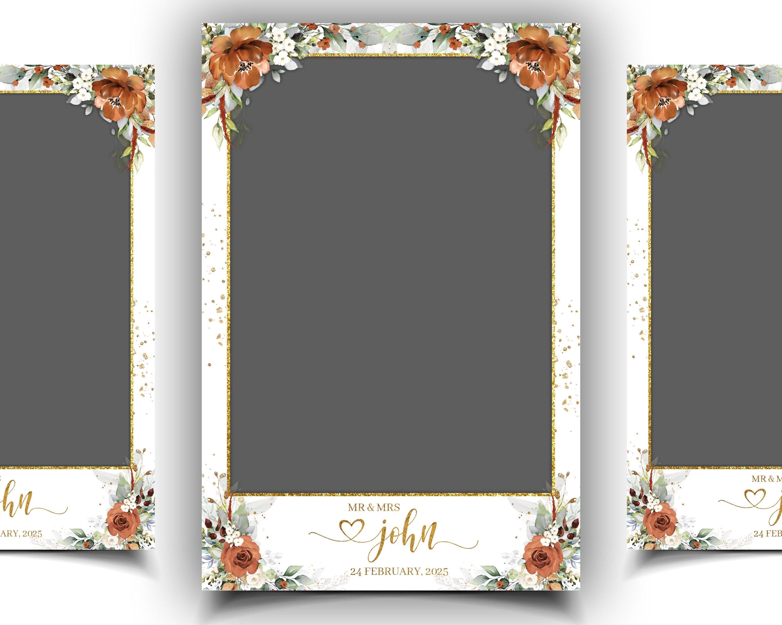 Burnt Orange Wedding Anniversary Photobooth Template Greenery Terracotta Floral Photo Booth Flower 1056