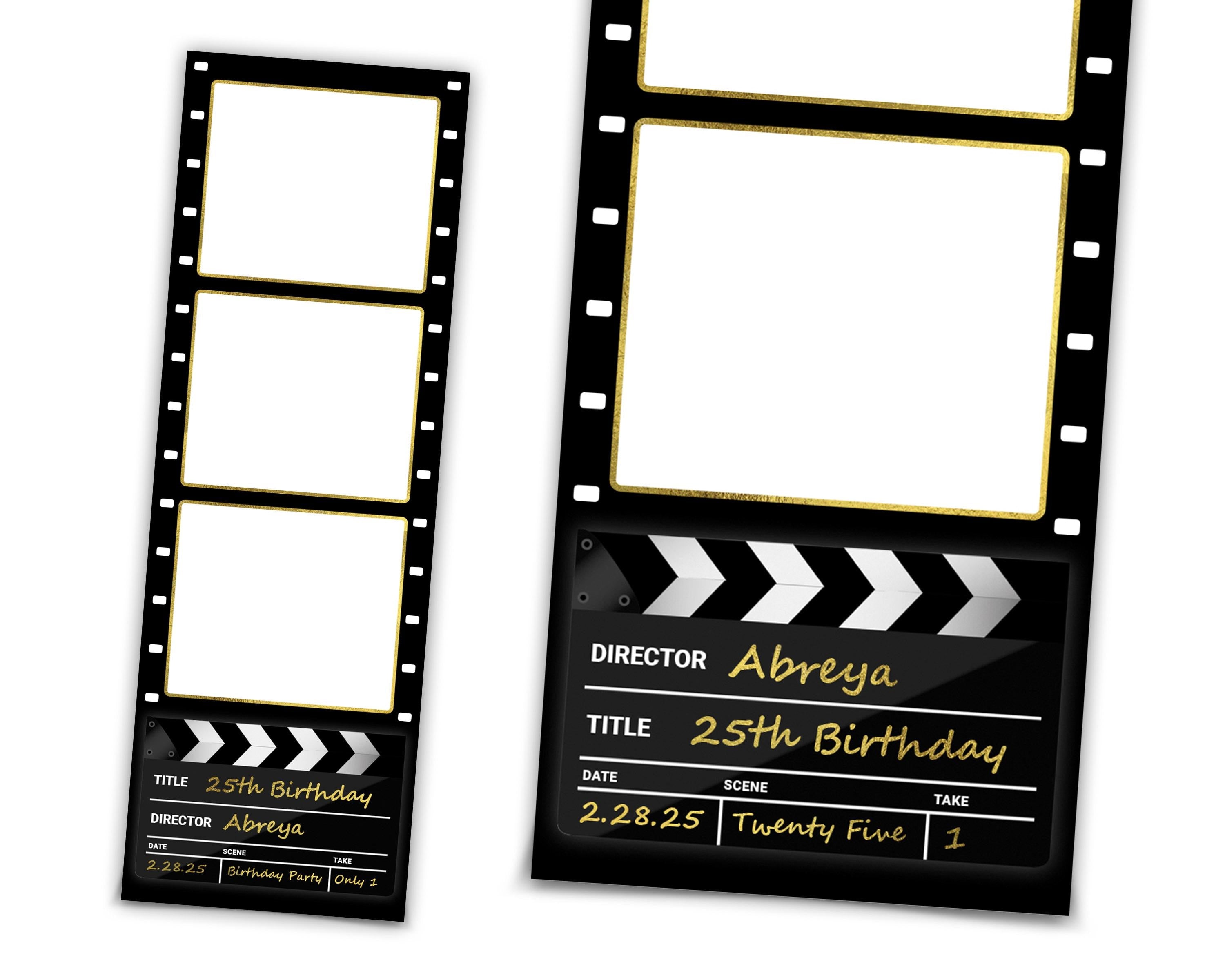 Hollywood Glamour Clap Boards Photobooth Template, Birthday Party Photo Booth, Bday Cinema Movie Film, 2x6 Glam Birthday Photobooth, 167