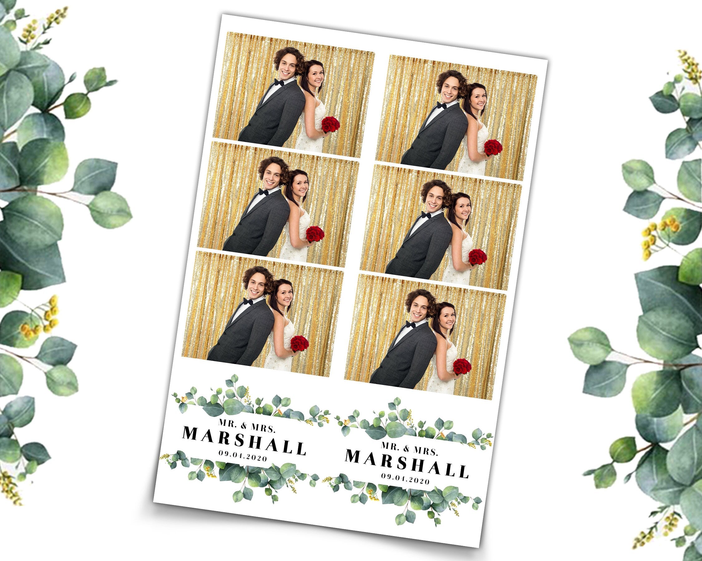 Wedding Bridal Shower Sweet 16 Floral Anniversary Photo Booth Template 2x6 abd 4x6 Photobooth Template with xbdr psd png jpg and mockup