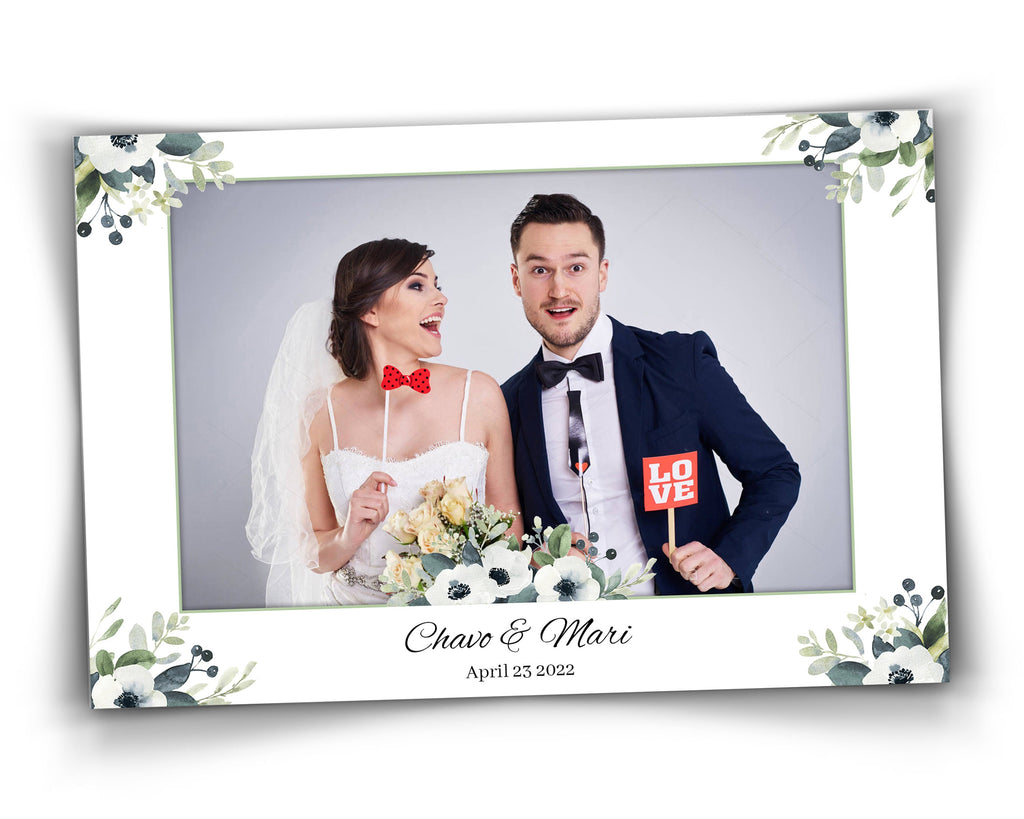 Wedding Anniversary Bridal Shower Floral Photo Booth Template 2x6 Photobooth Template with Font
